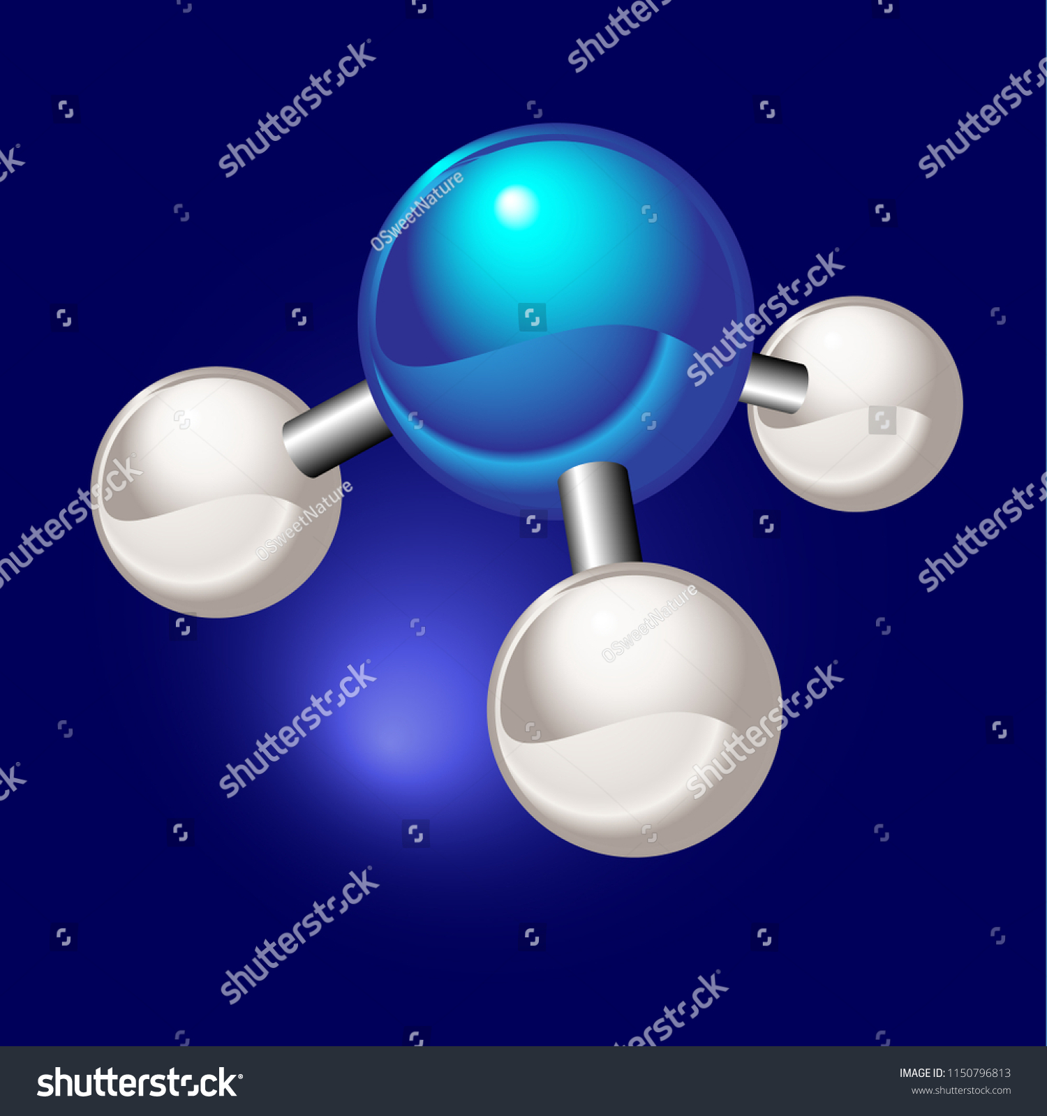 Chemical Model Of Ammonia Element NH3 Molecule Royalty Free Stock