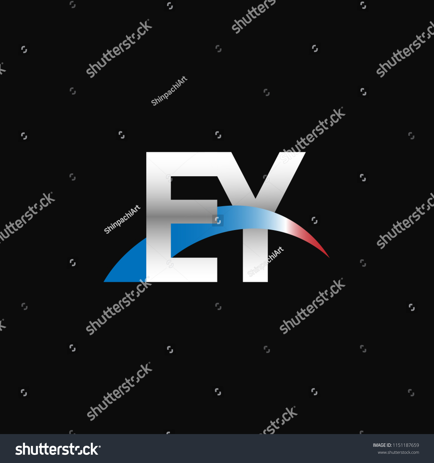 Initial Letters Ey Overlapping Movement Swoosh Royalty Free Stock