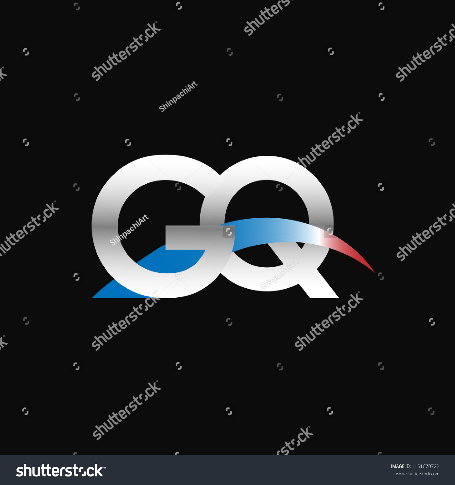 Initial Letters Gq Overlapping Movement Swoosh Royalty Free Stock