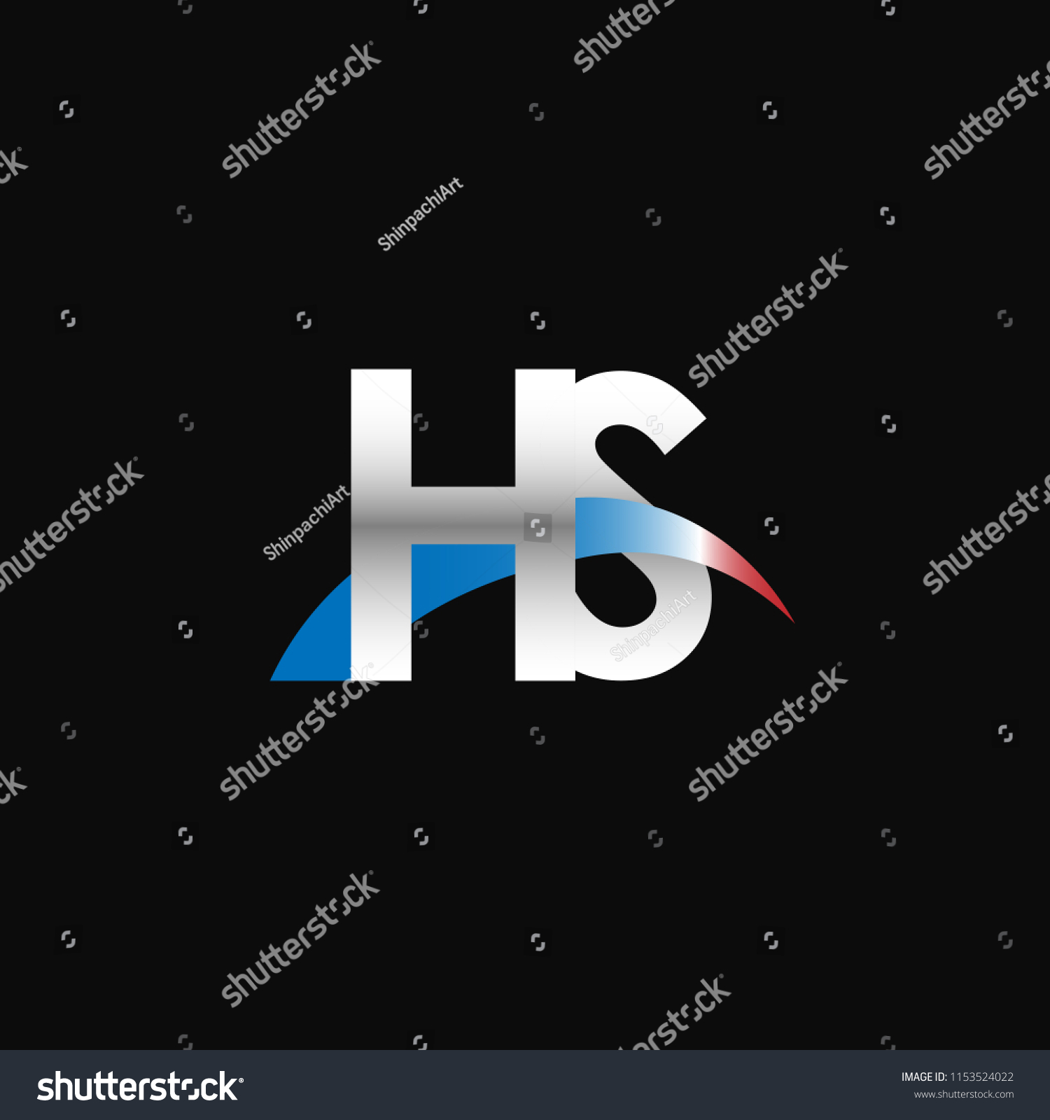 Initial Letters Hs Overlapping Movement Swoosh Royalty Free Stock