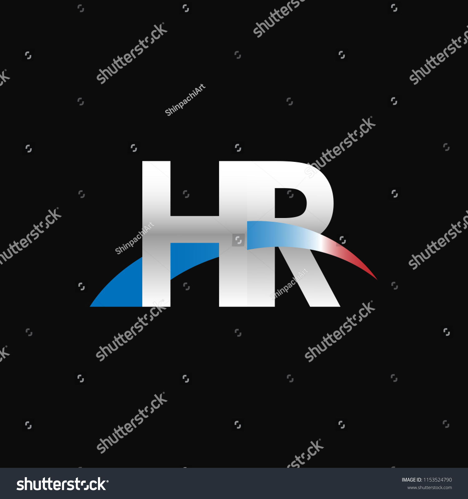 Initial Letters HR Overlapping Movement Swoosh Royalty Free Stock