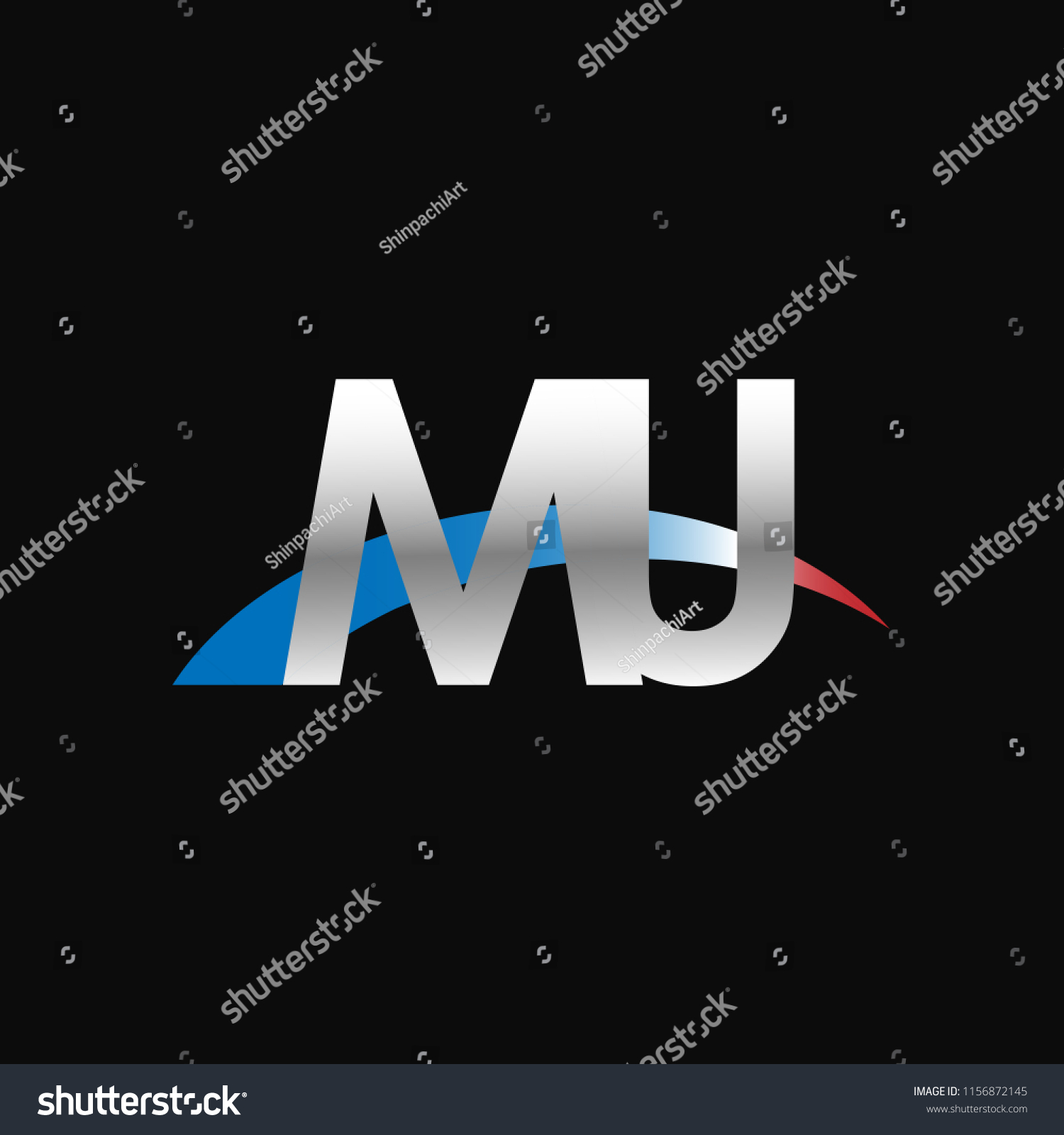 Initial Letters MU Overlapping Movement Swoosh Royalty Free Stock