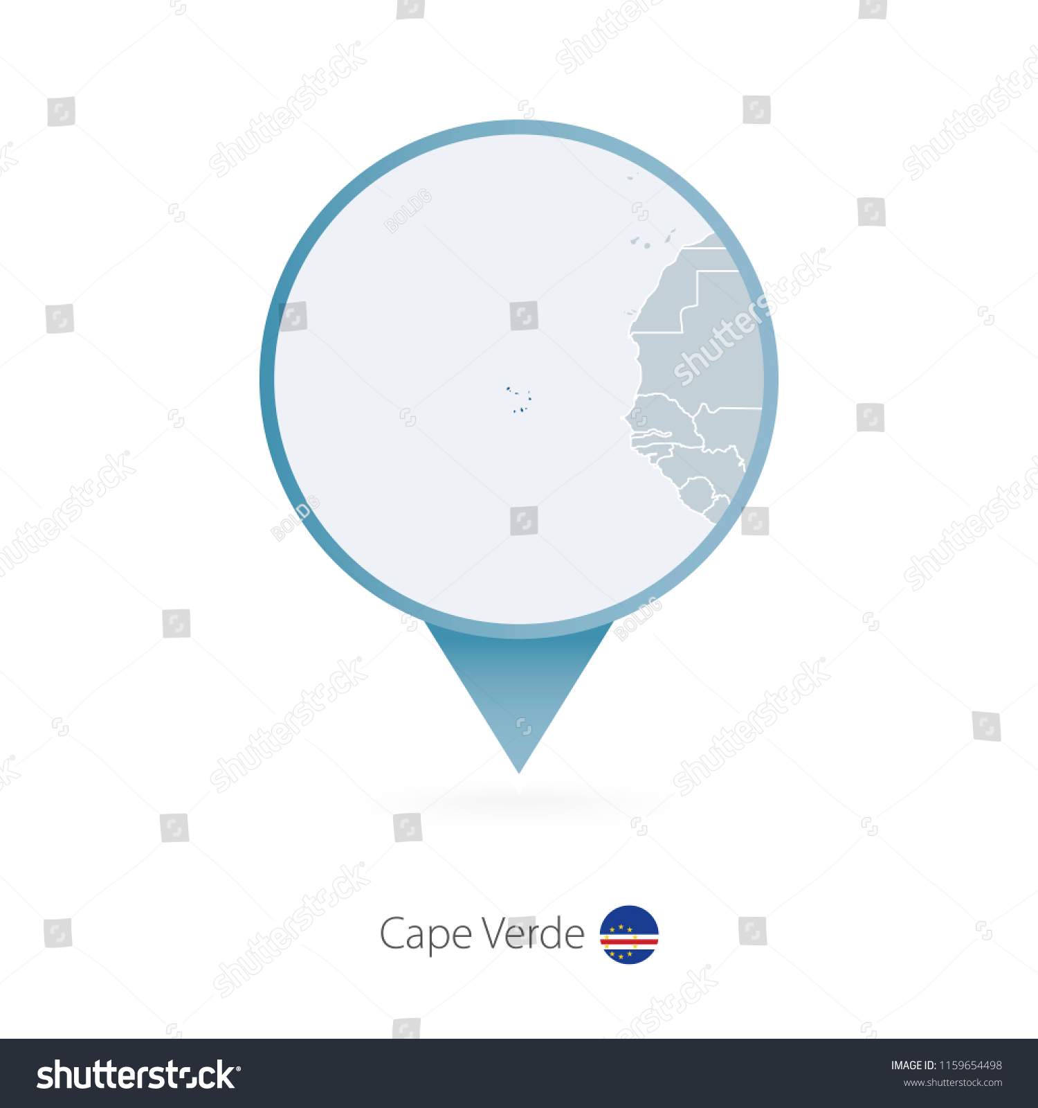 Map Pin With Detailed Map Of Cape Verde And Royalty Free Stock Photo