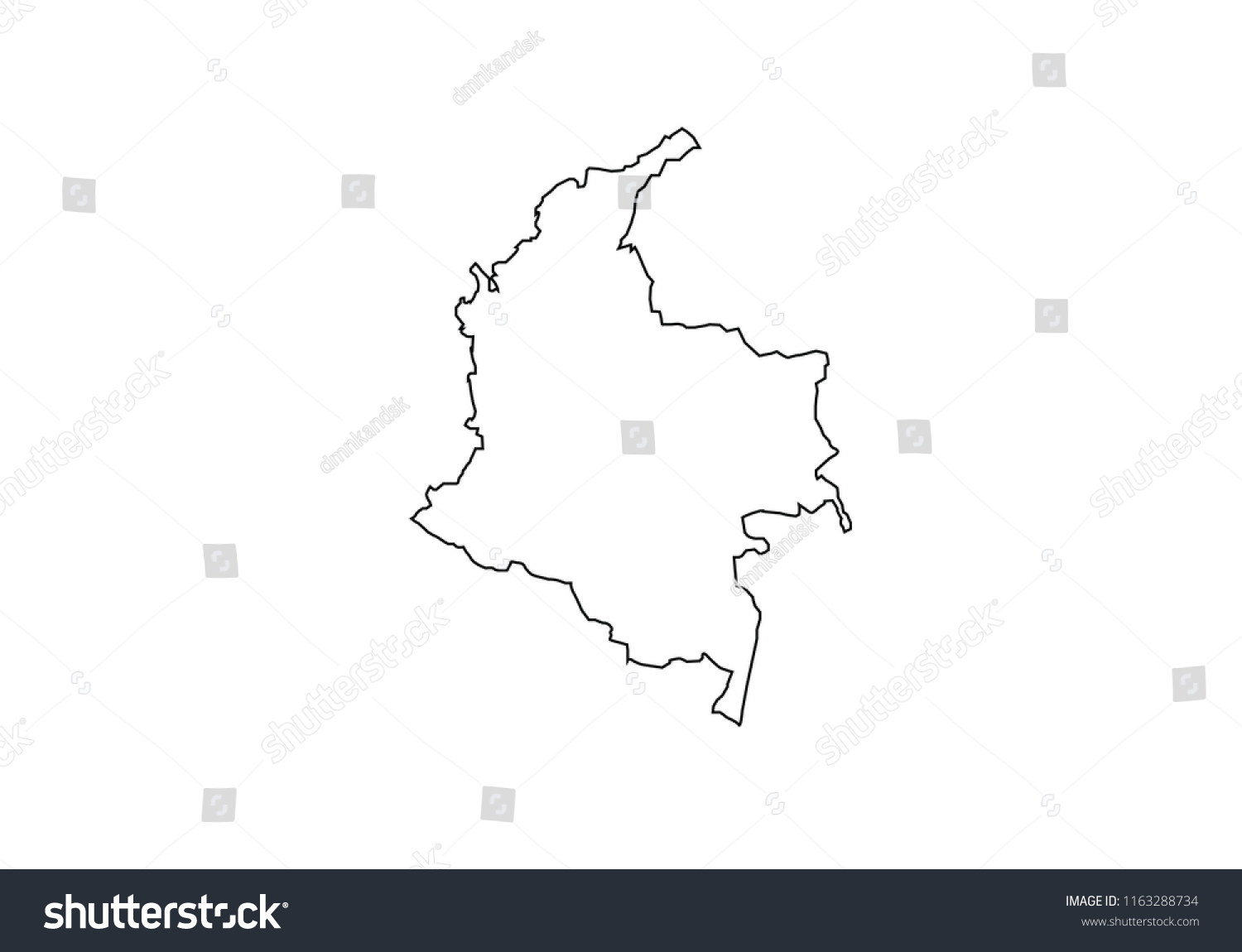 Colombia Outline Map National Borders Country Royalty Free Stock