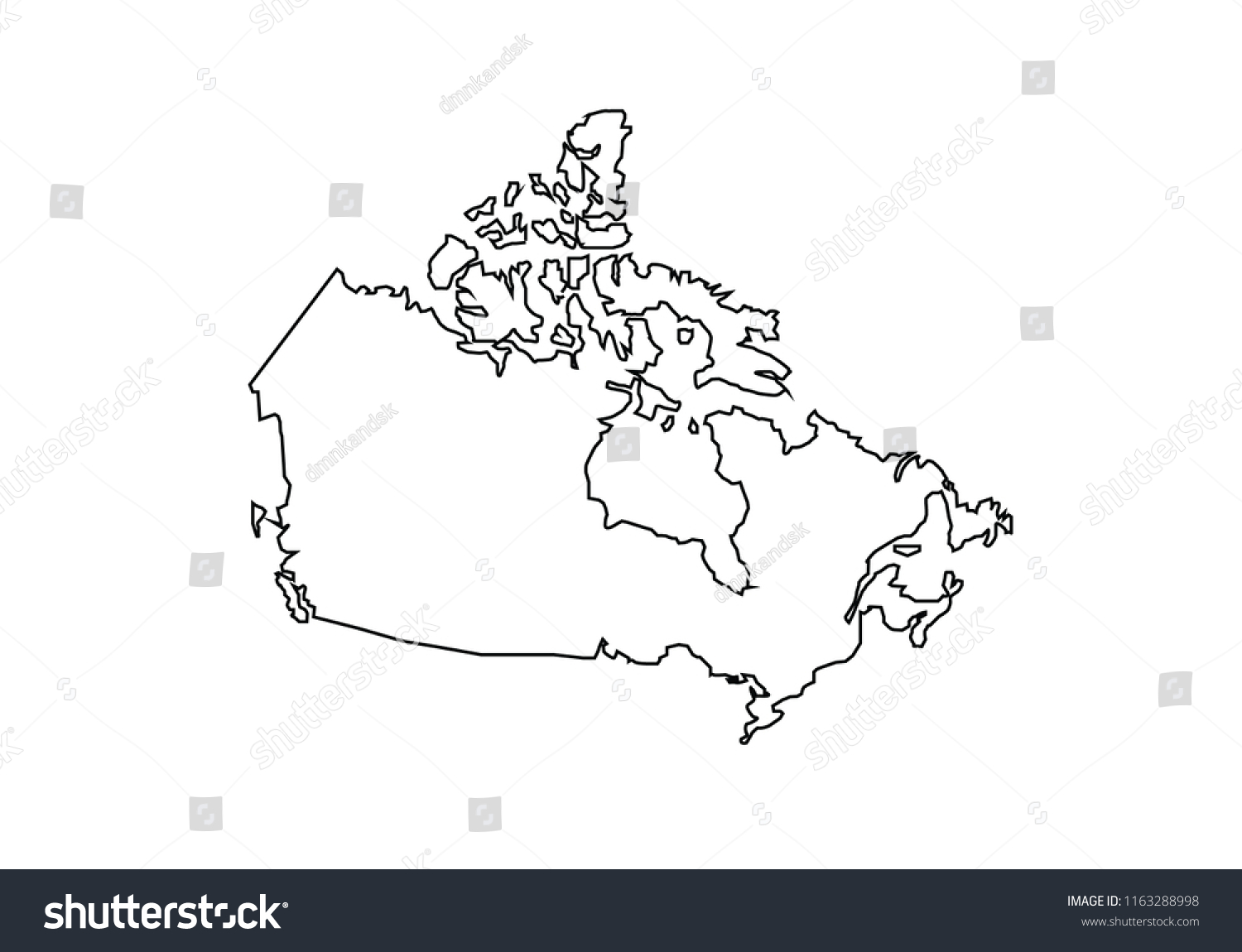 Canada Outline Map National Borders Country Royalty Free Stock Vector