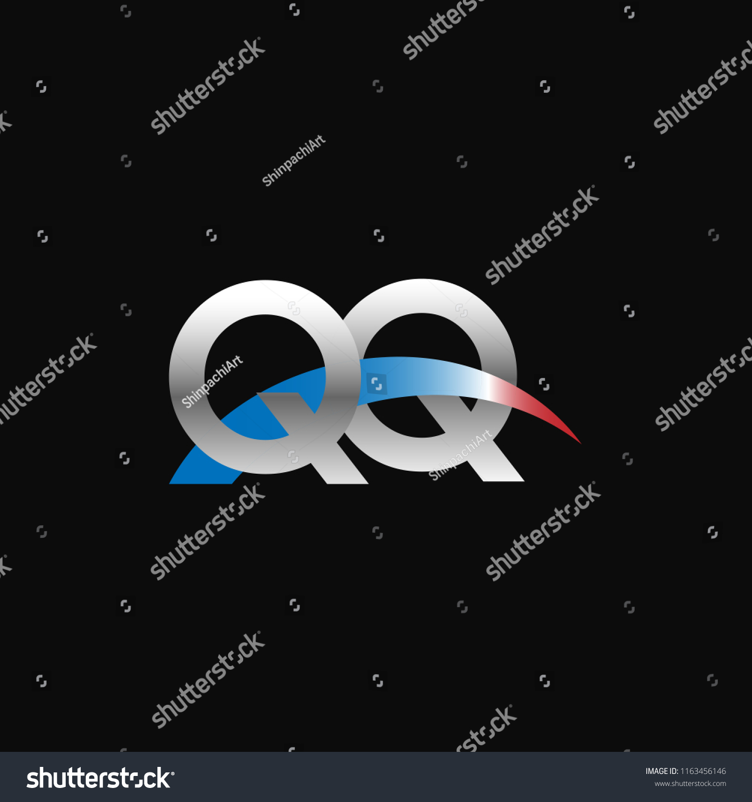 Initial Letters Qq Overlapping Movement Swoosh Royalty Free Stock