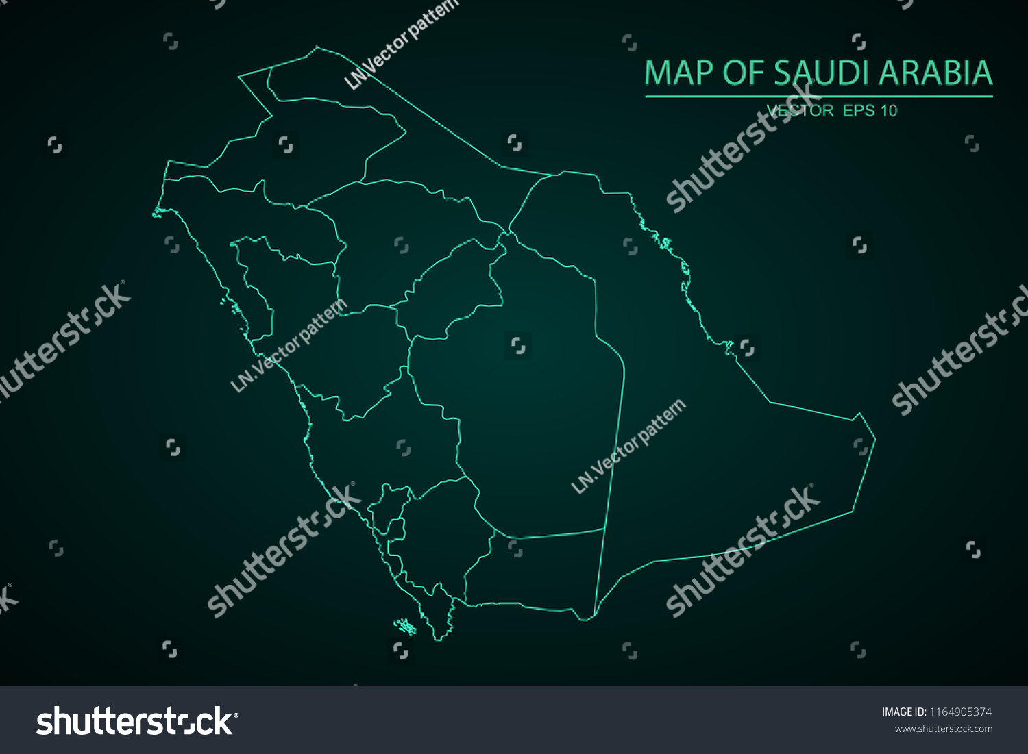 Map Of Saudi Arabia Green Map On Dark Background Royalty Free Stock