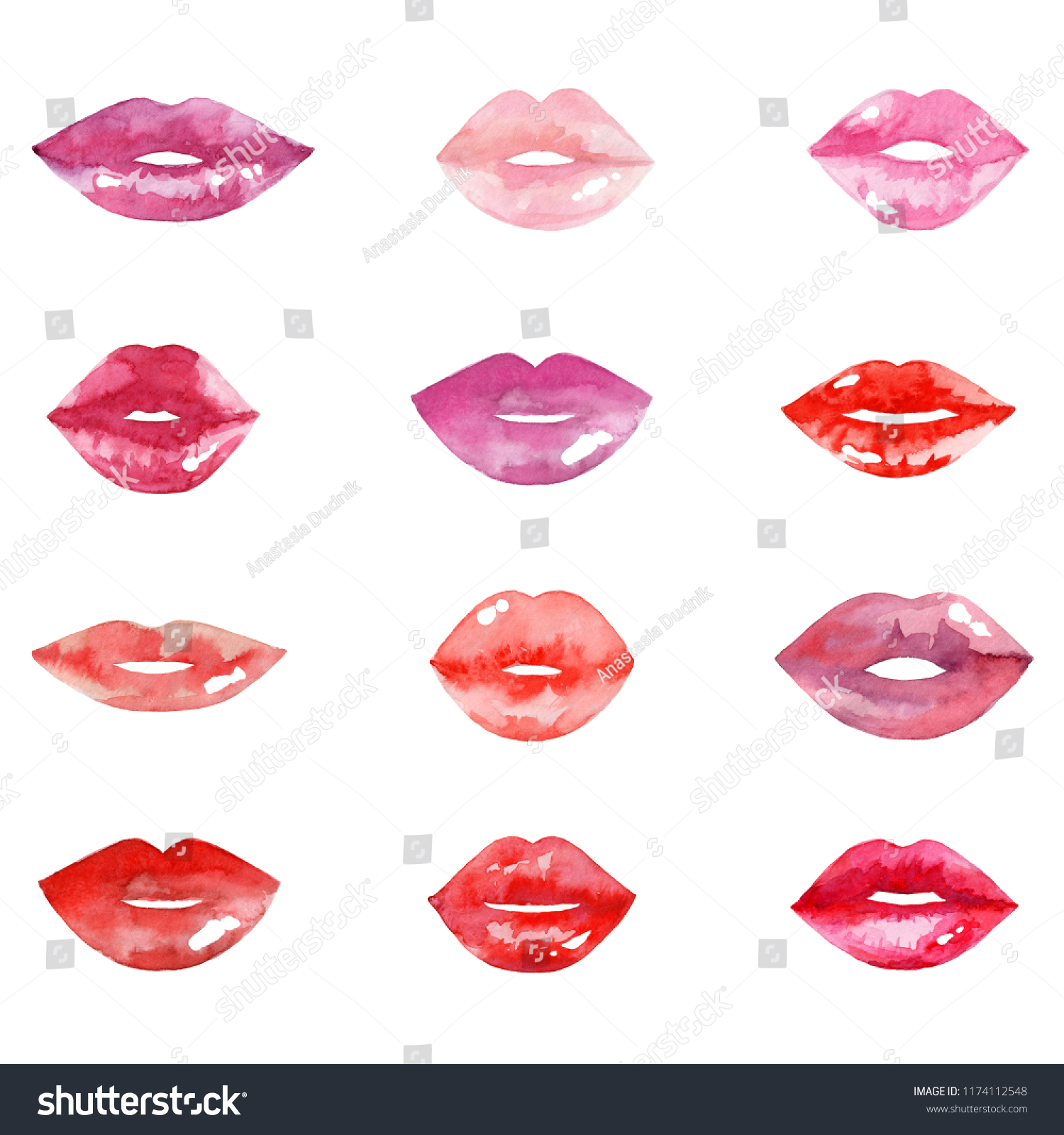 Women S Lips Set Hand Drawn Watercolor Lips Royalty Free Stock Photo