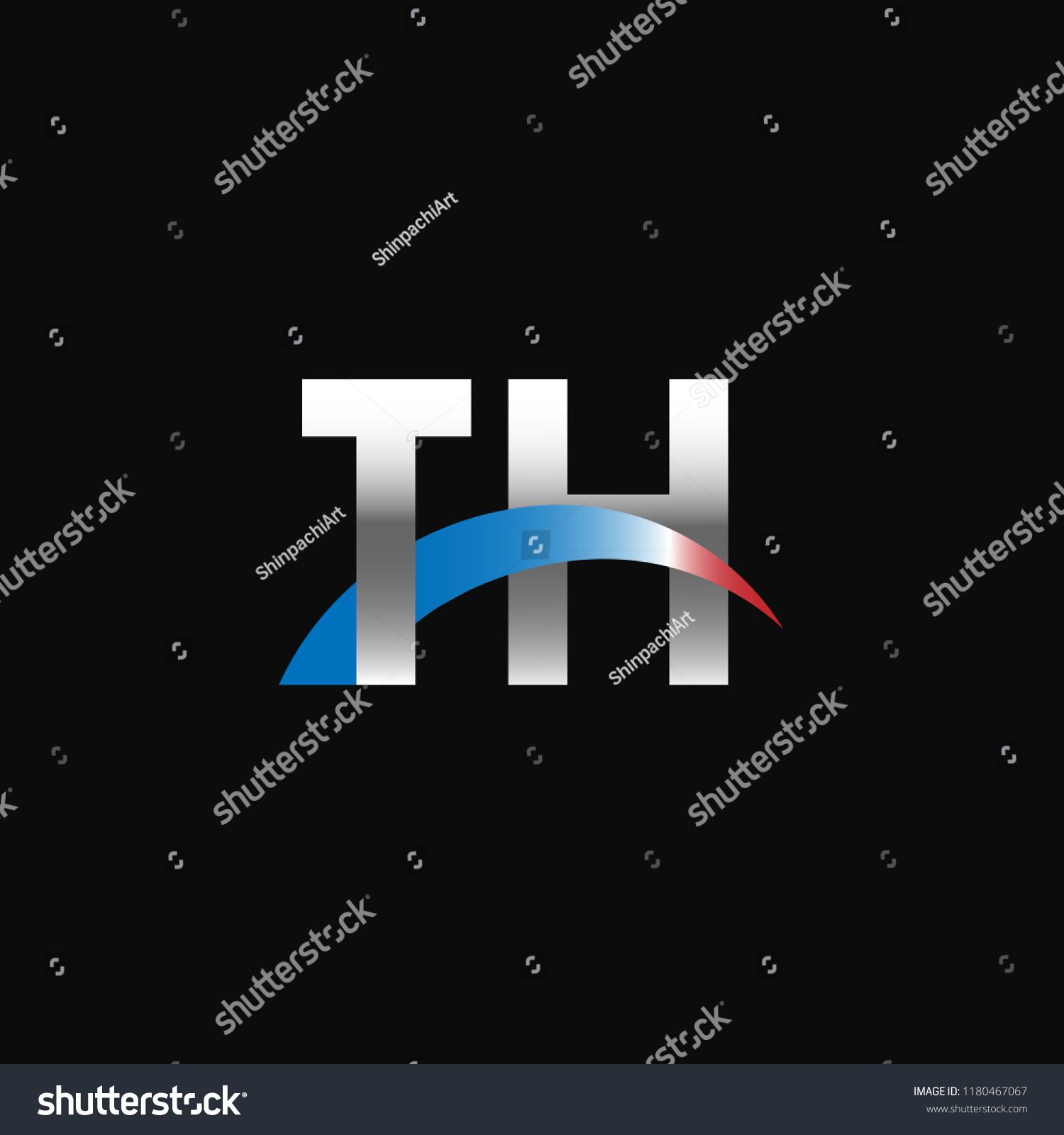 Initial Letters TH Overlapping Movement Swoosh Royalty Free Stock