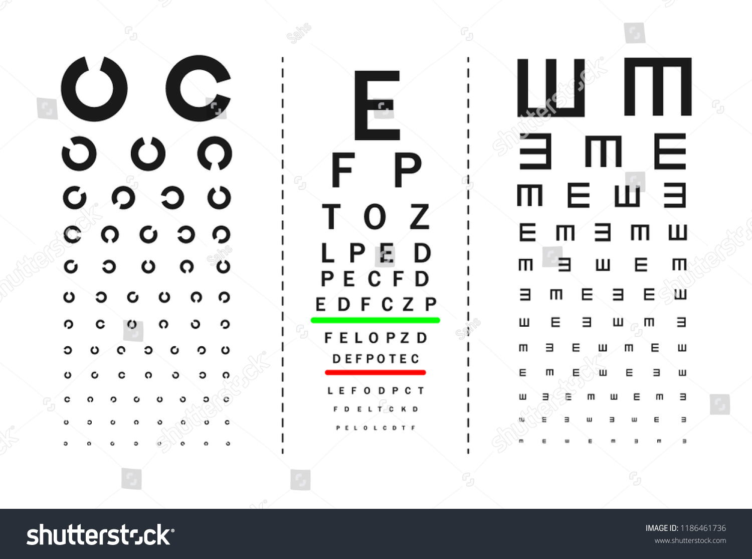 Tests For Visual Acuity Diagram Snellen Royalty Free Stock Vector