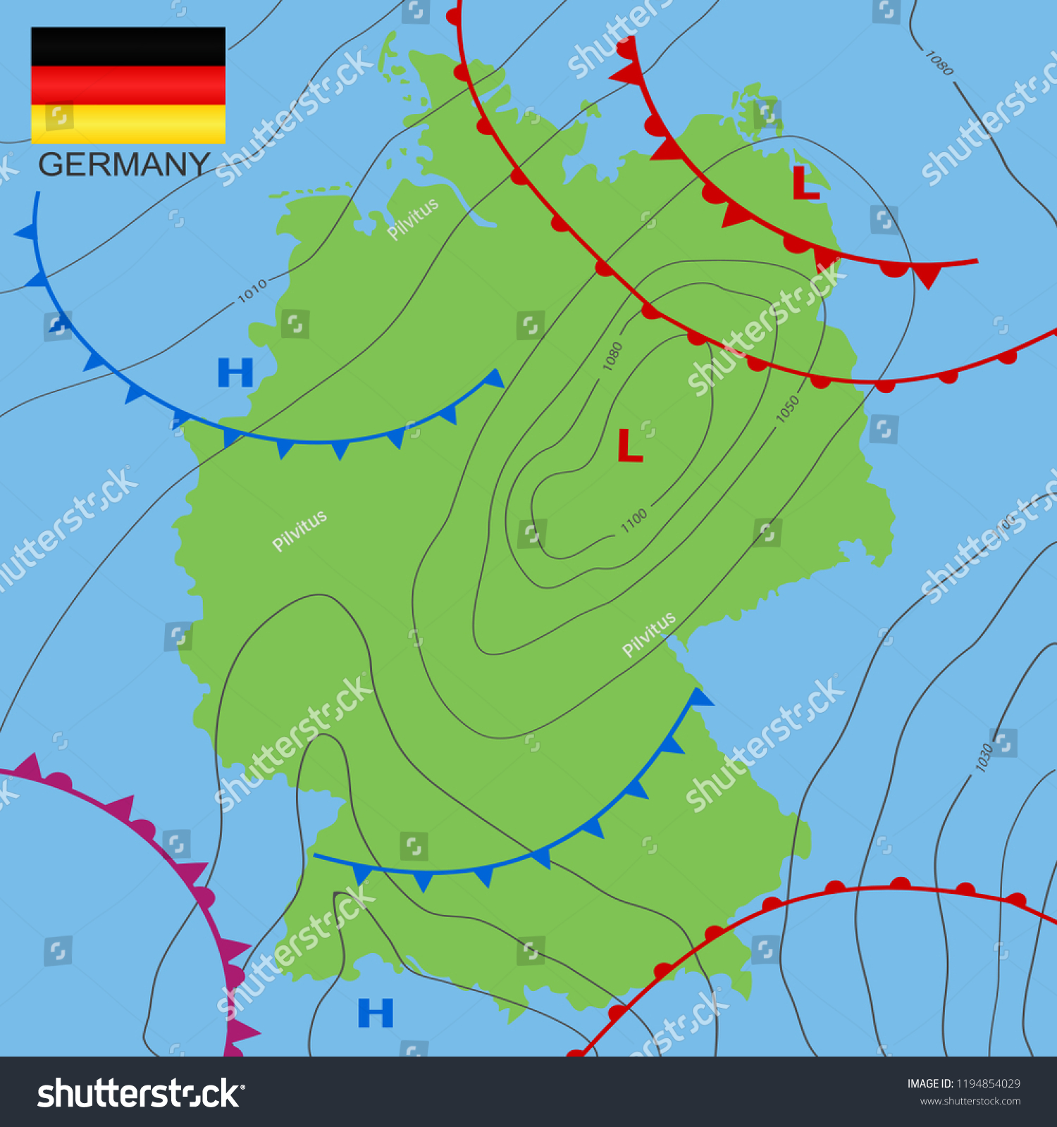 Germany Realistic Synoptic Map Of The Germany Royalty Free Stock