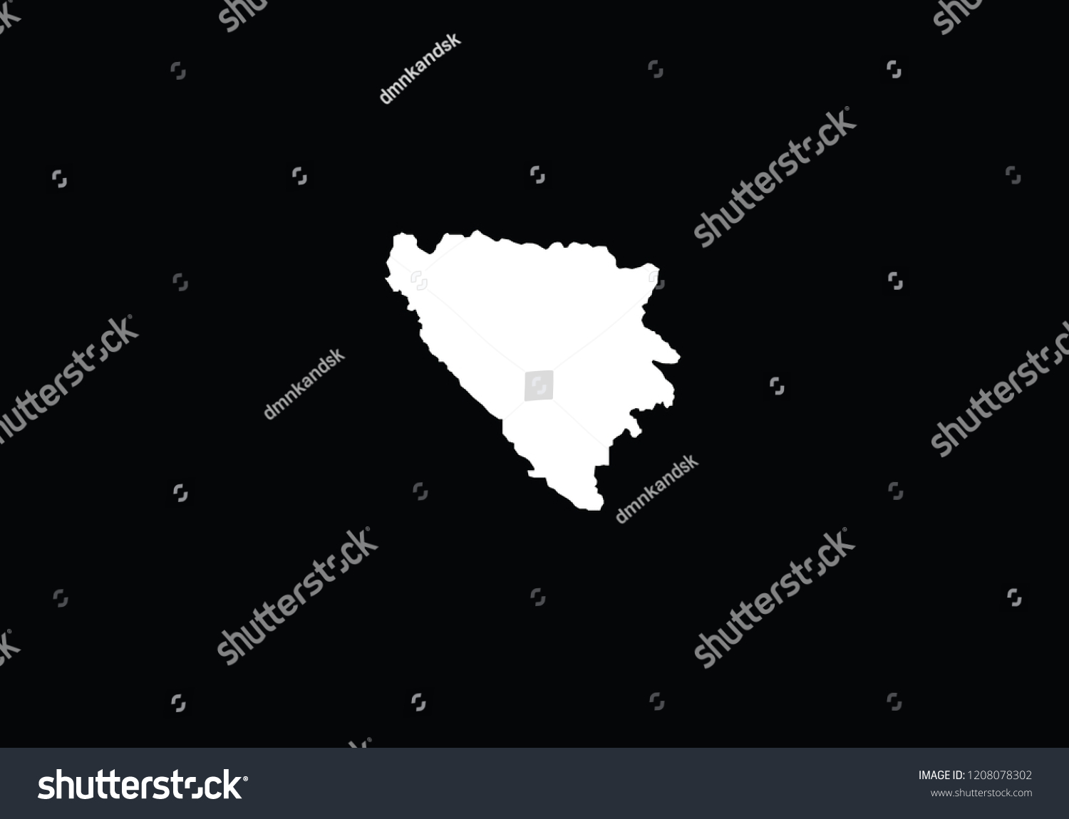 Bosnia And Herzegovina Outline Map Country Shape Royalty Free Stock