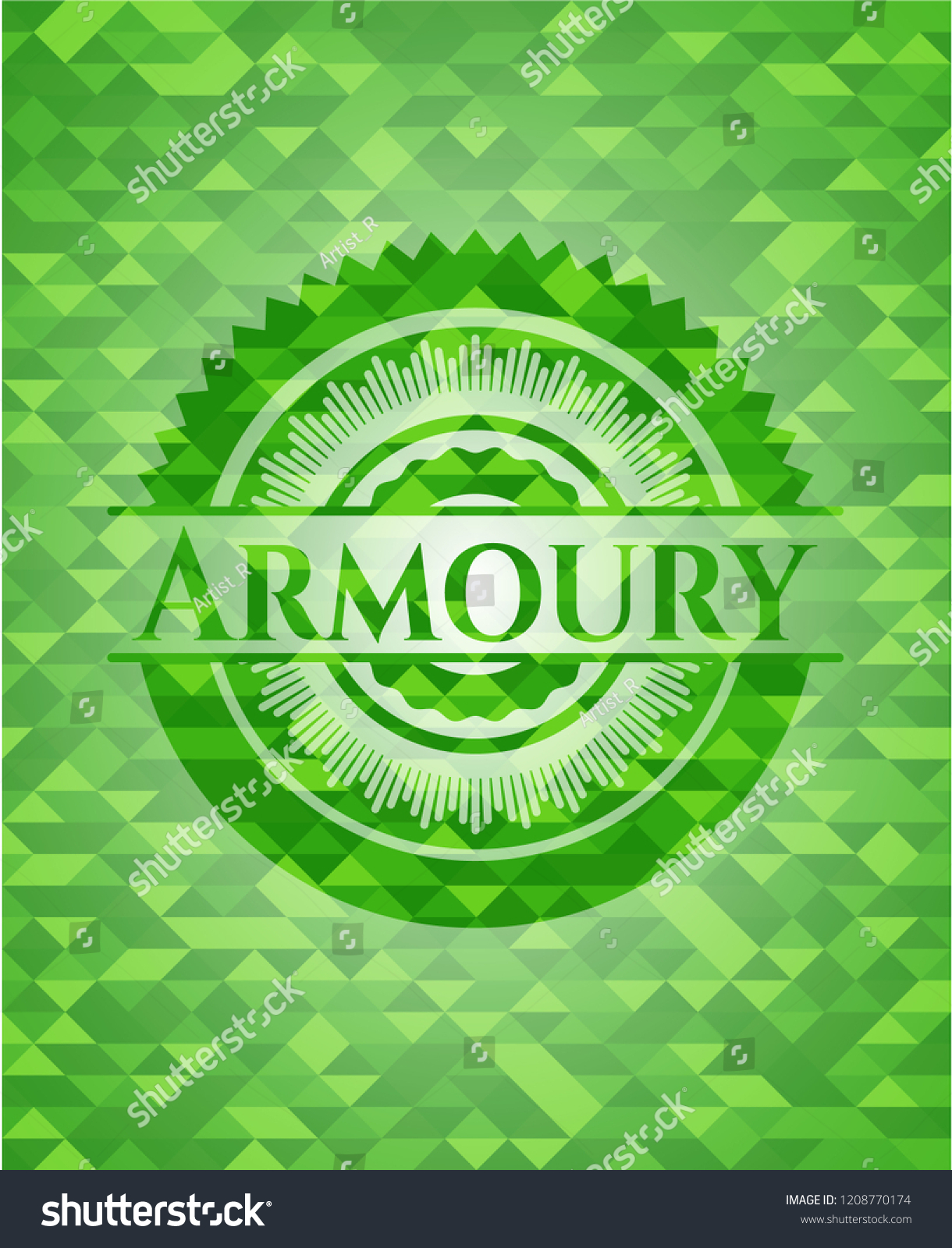 Armoury Realistic Green Emblem Mosaic Royalty Free Stock Vector