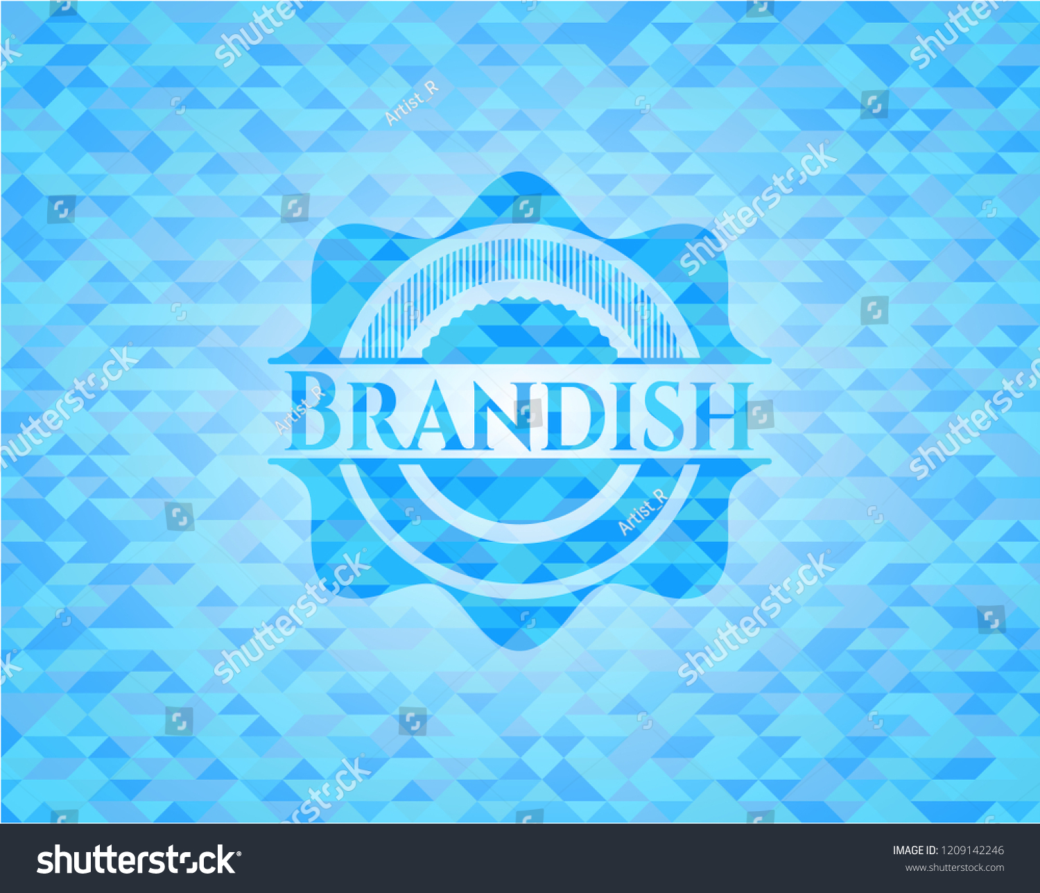 Brandish Realistic Sky Blue Mosaic Emblem Royalty Free Stock Vector