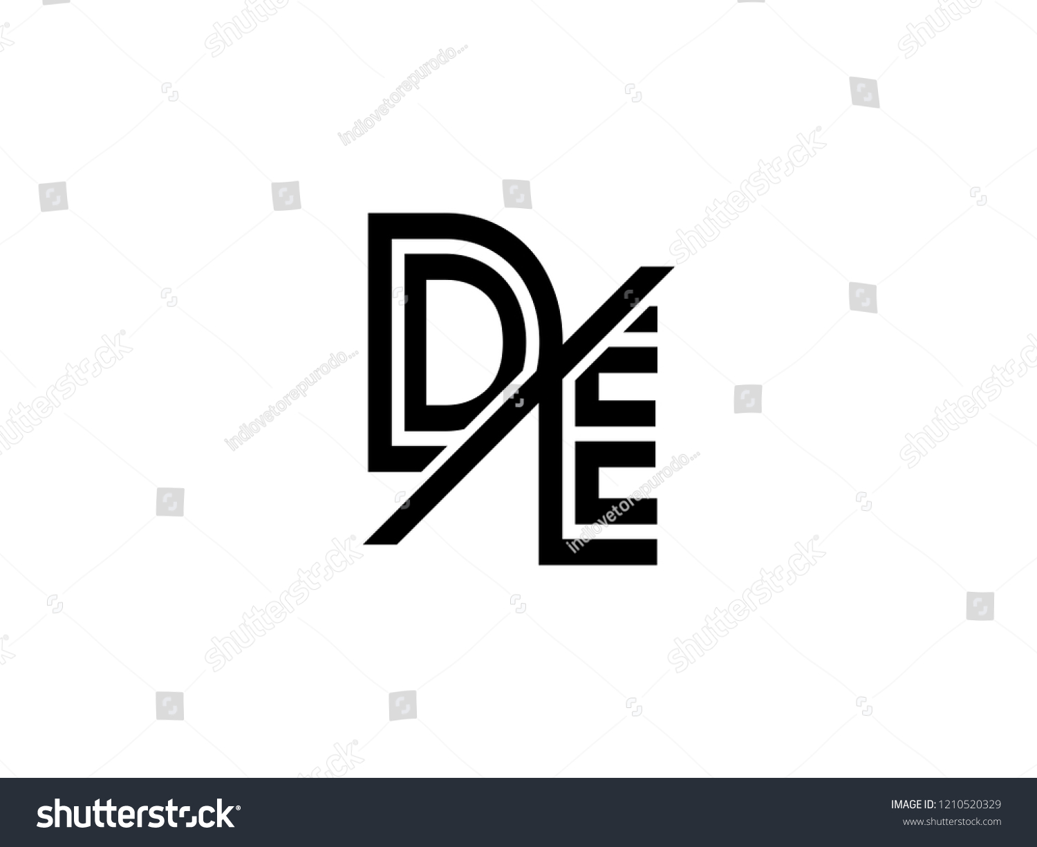 The Monogram Logo Letter DE Is Sliced Black Royalty Free Stock Vector