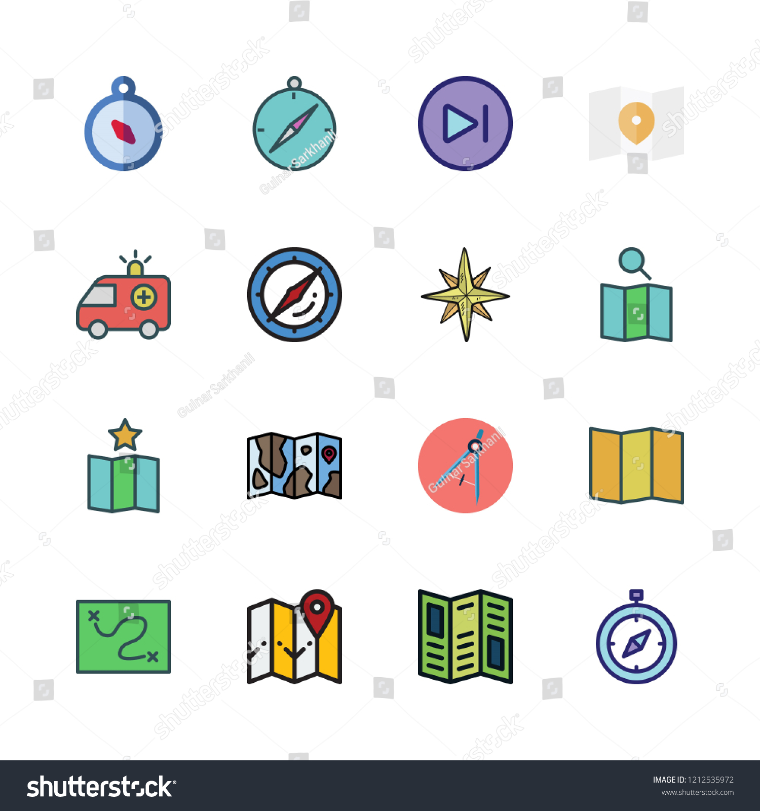 Navigation Icon Set Vector Set About Map Wind Royalty Free Stock