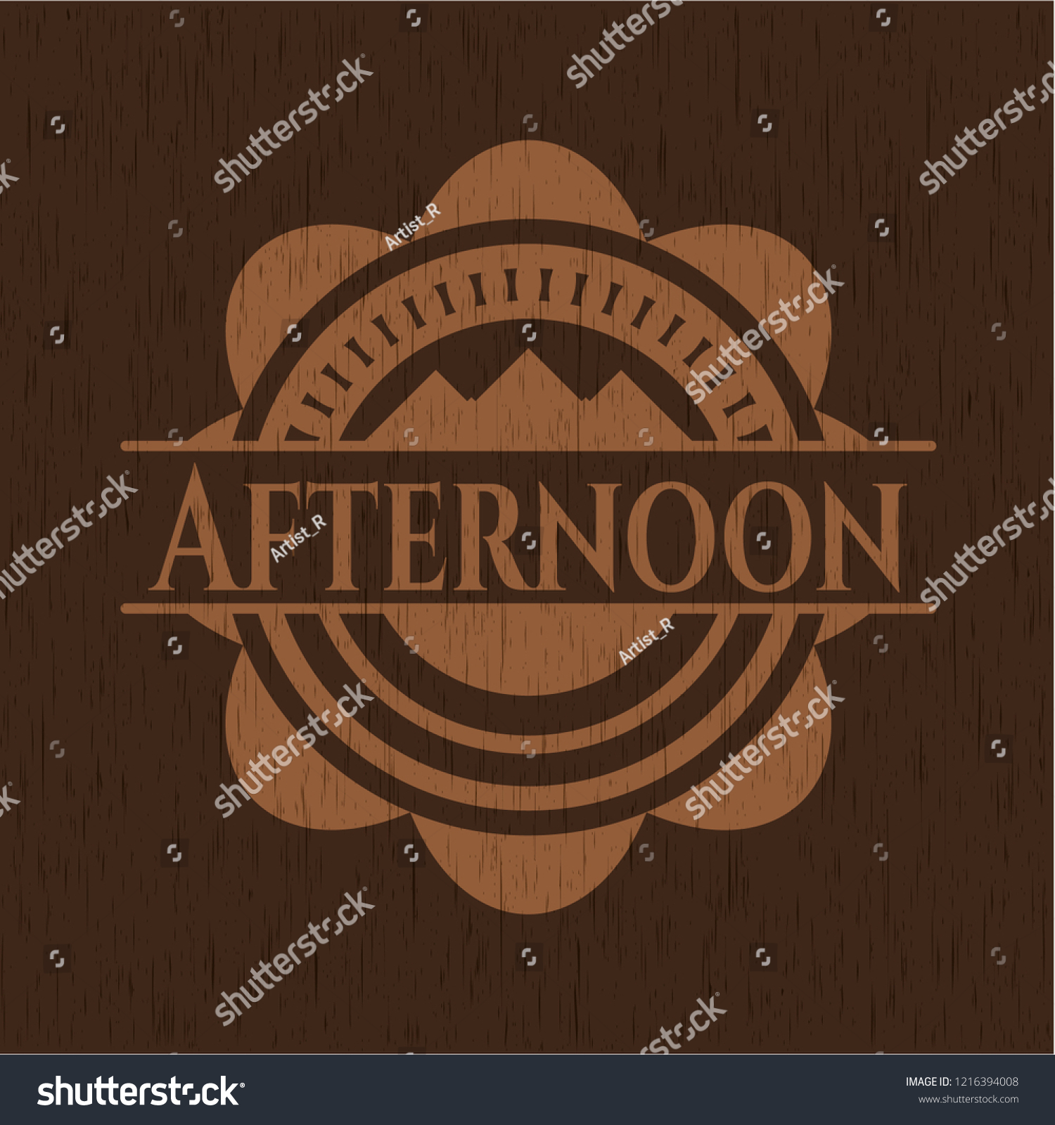 Afternoon Retro Style Wood Emblem Royalty Free Stock Vector