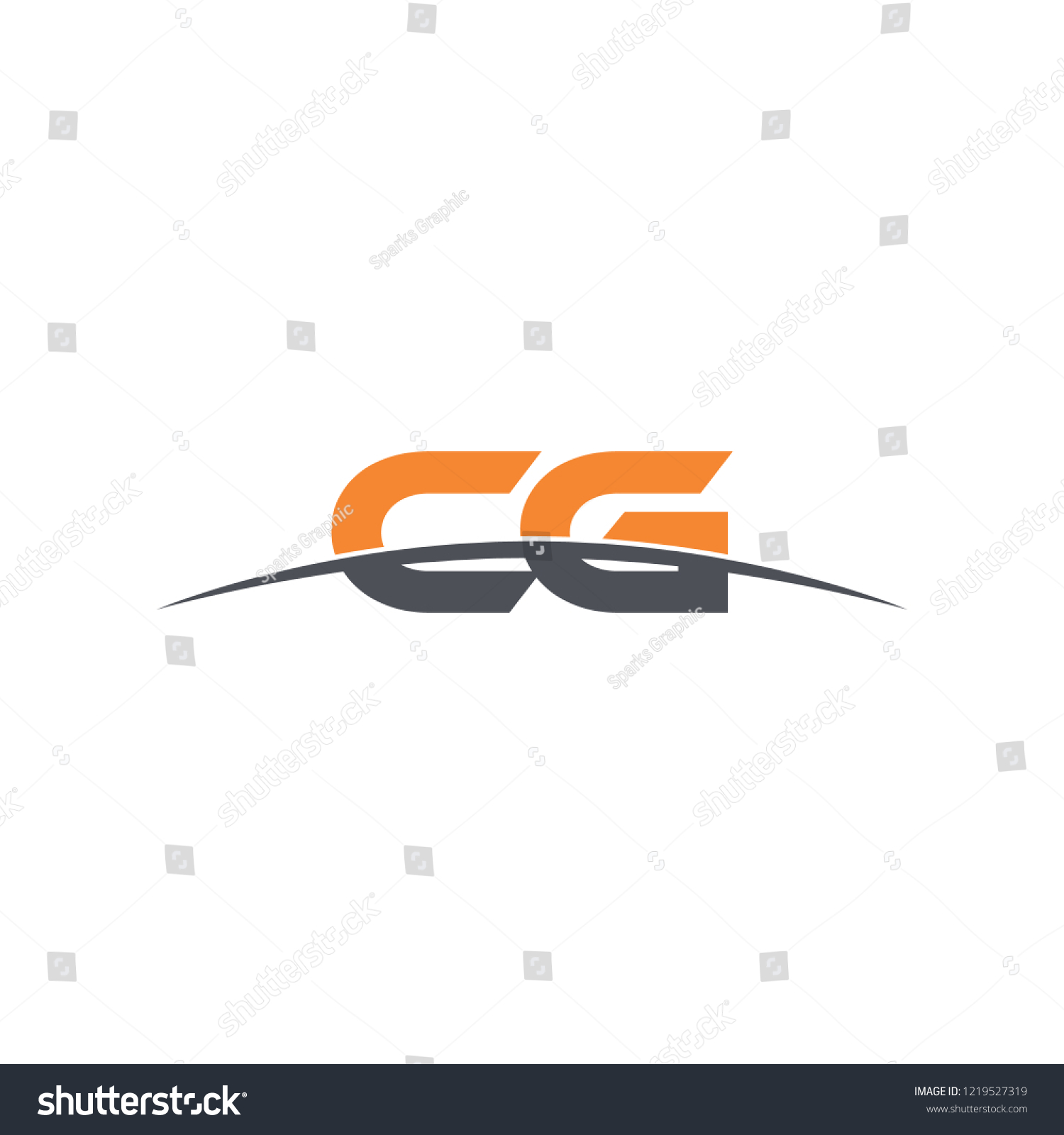 Initial Letter CG Overlapping Movement Swoosh Royalty Free Stock