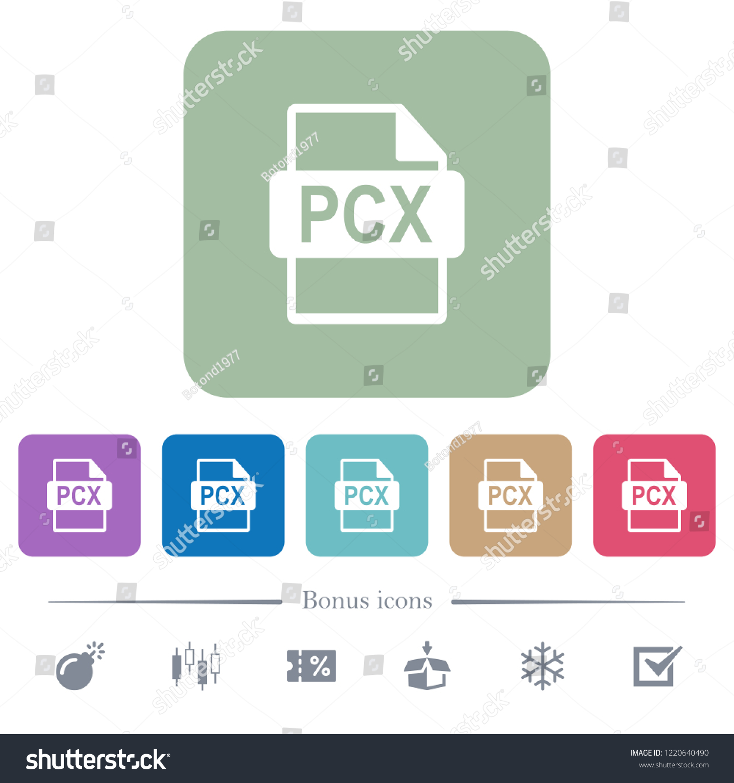 PCX File Format White Flat Icons On Color Royalty Free Stock Vector