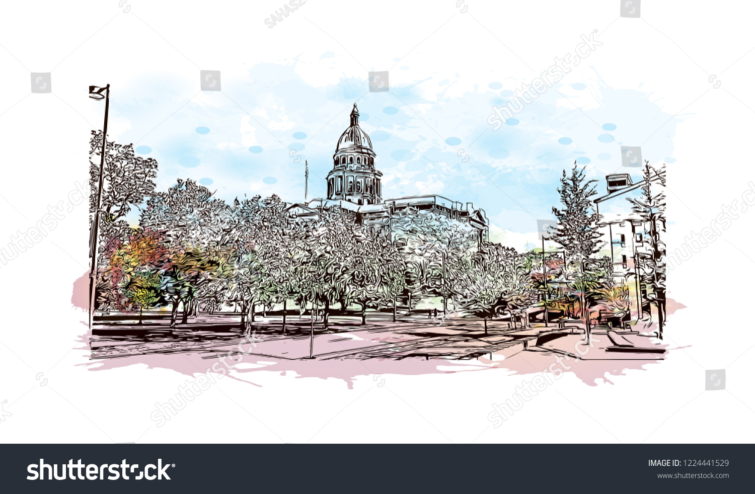 Building View With Landmark Of Denver The Royalty Free Stock Vector