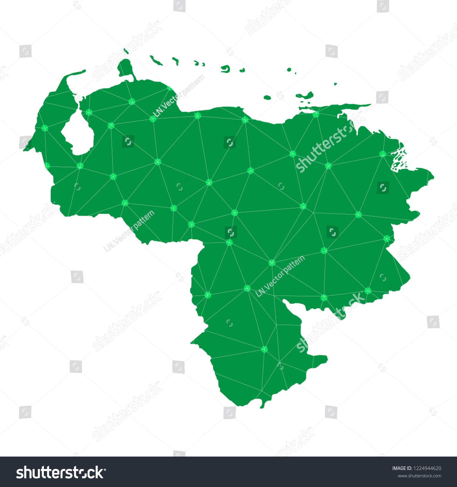 Map Of Venezuela From Polygonal Wire Frame Low Royalty Free Stock