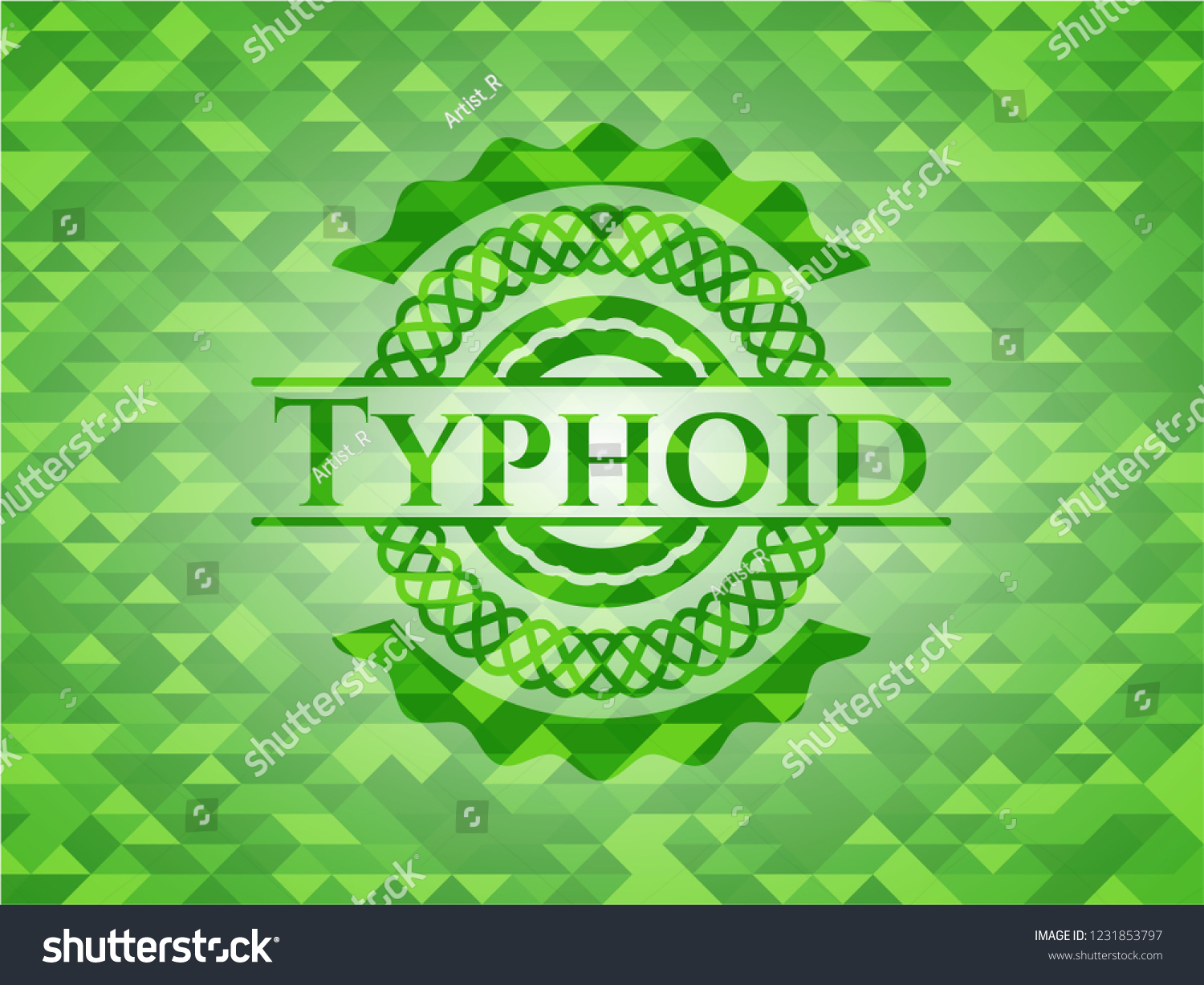 Typhoid Green Emblem With Mosaic Ecological Royalty Free Stock Vector