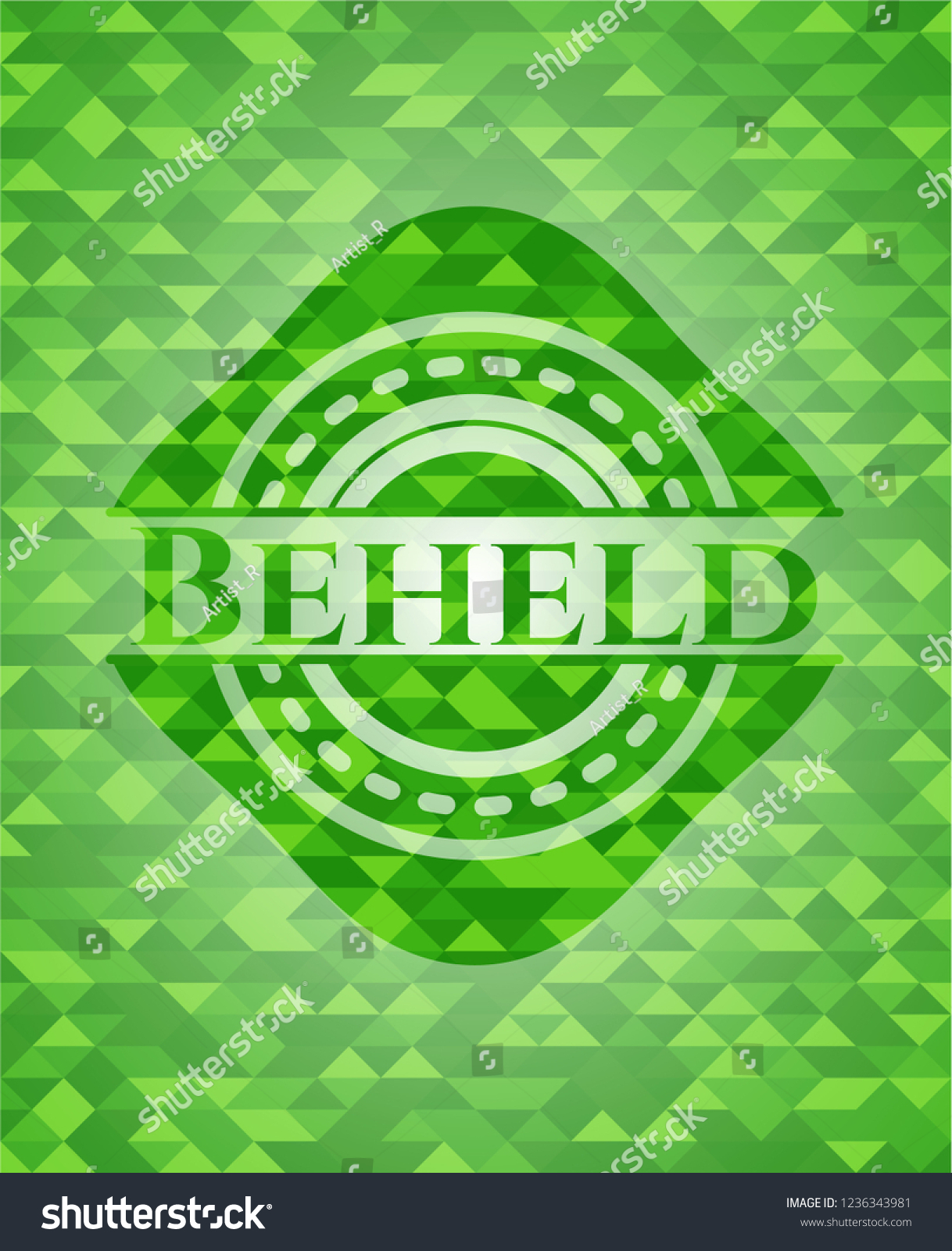 Beheld Realistic Green Emblem Mosaic Background Royalty Free Stock