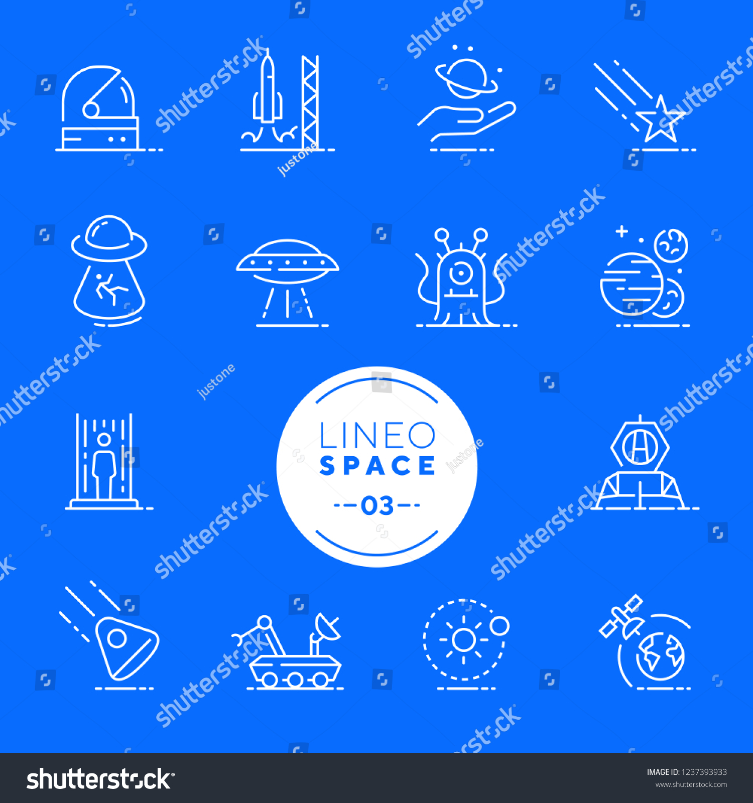 Lineo White Space And Planets Line Icons Royalty Free Stock Vector