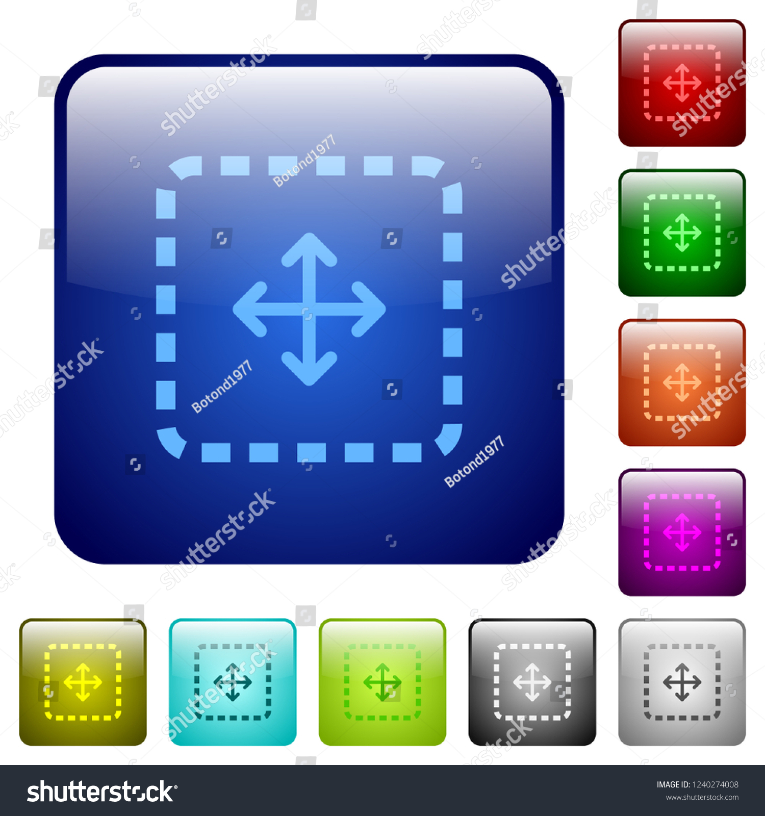 Drag Object Icons In Rounded Square Color Glossy Royalty Free Stock