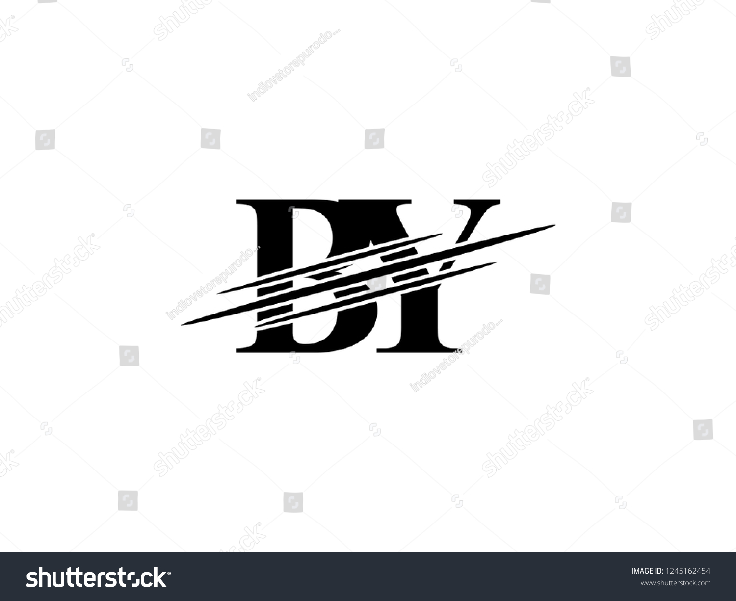 The Monogram Logo Letter BY Is Sliced Black Royalty Free Stock Vector