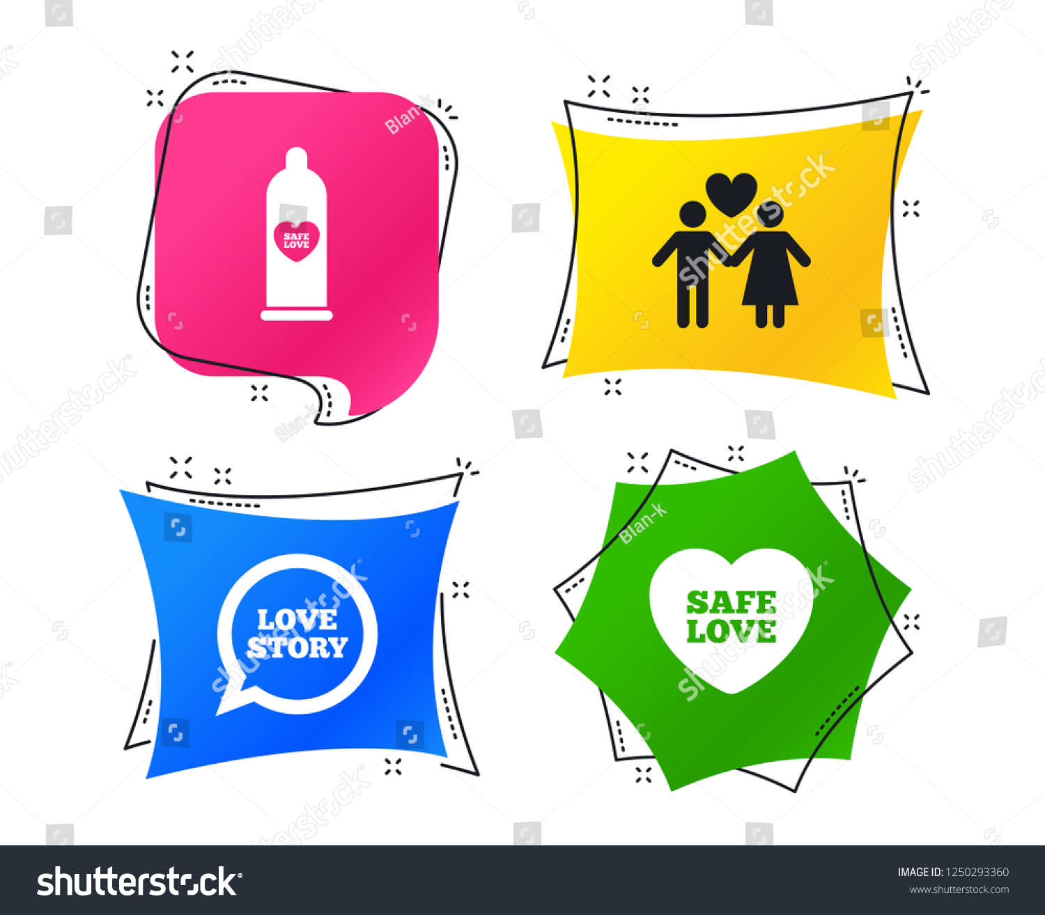 Condom Safe Sex Icons Lovers Couple Signs Male Royalty Free Stock