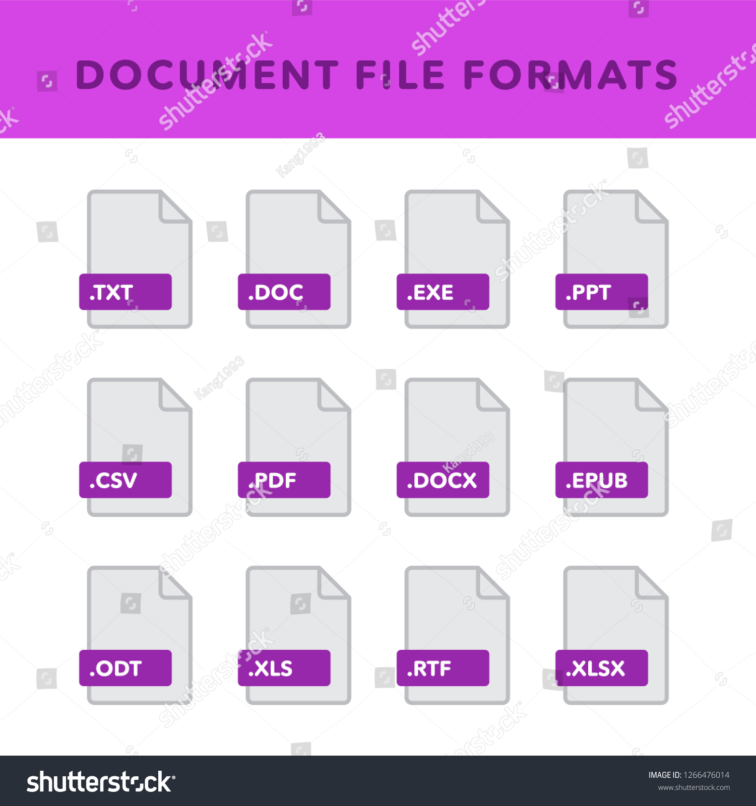 Set Of Document File Formats And Labels In Flat Royalty Free Stock