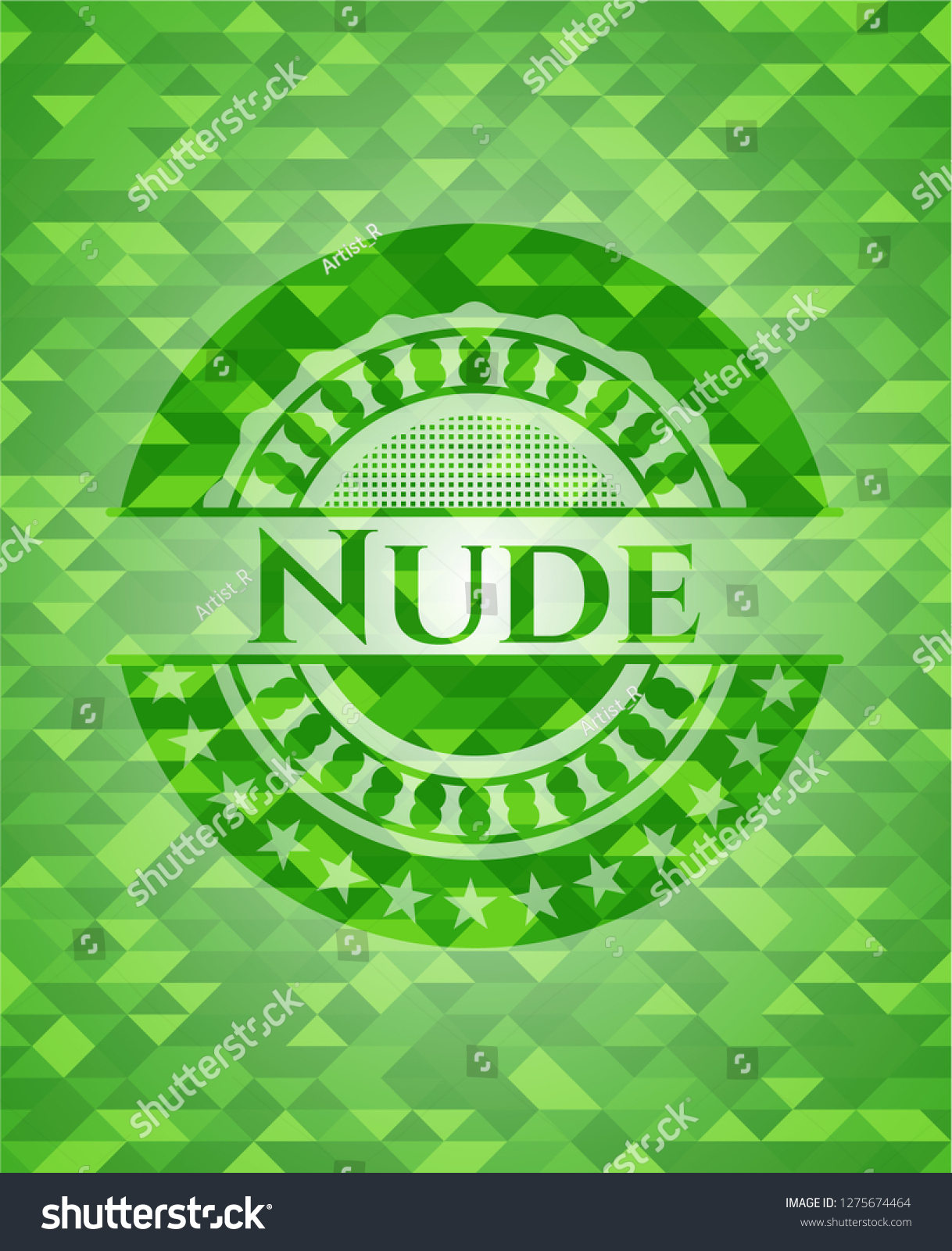 Nude Realistic Green Emblem Mosaic Background Royalty Free Stock