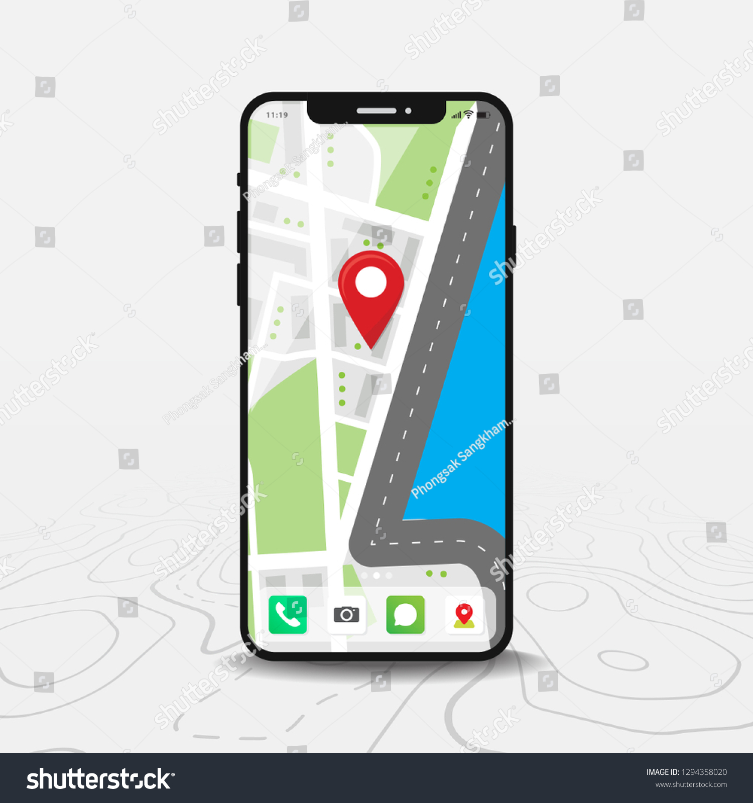 Map Gps Navigation App Ux Ui Concept Mobile Map Royalty Free Stock