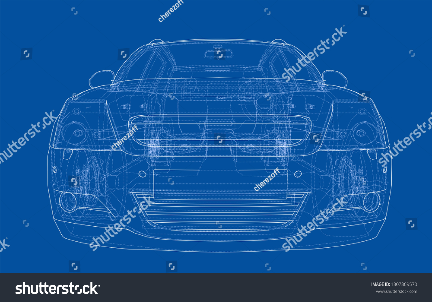 Concept Car Vector Rendering Of D Wire Frame Royalty Free Stock