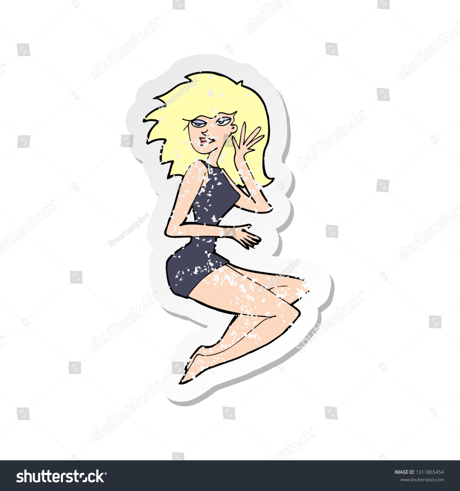 Retro Distressed Sticker Of A Cartoon Sexy Woman Royalty Free Stock