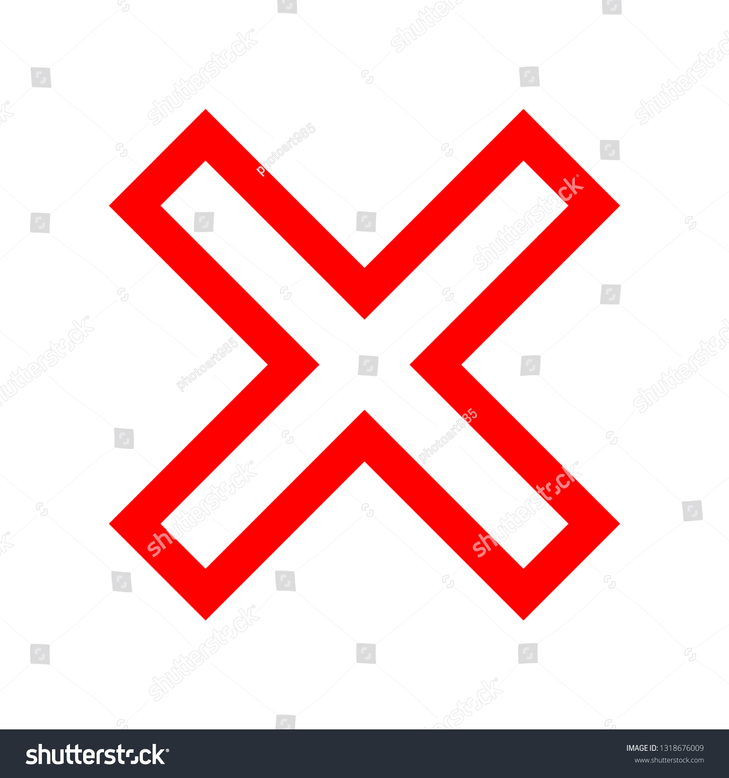 Check Marks Red Cross Icon Simple Outline Royalty Free Stock