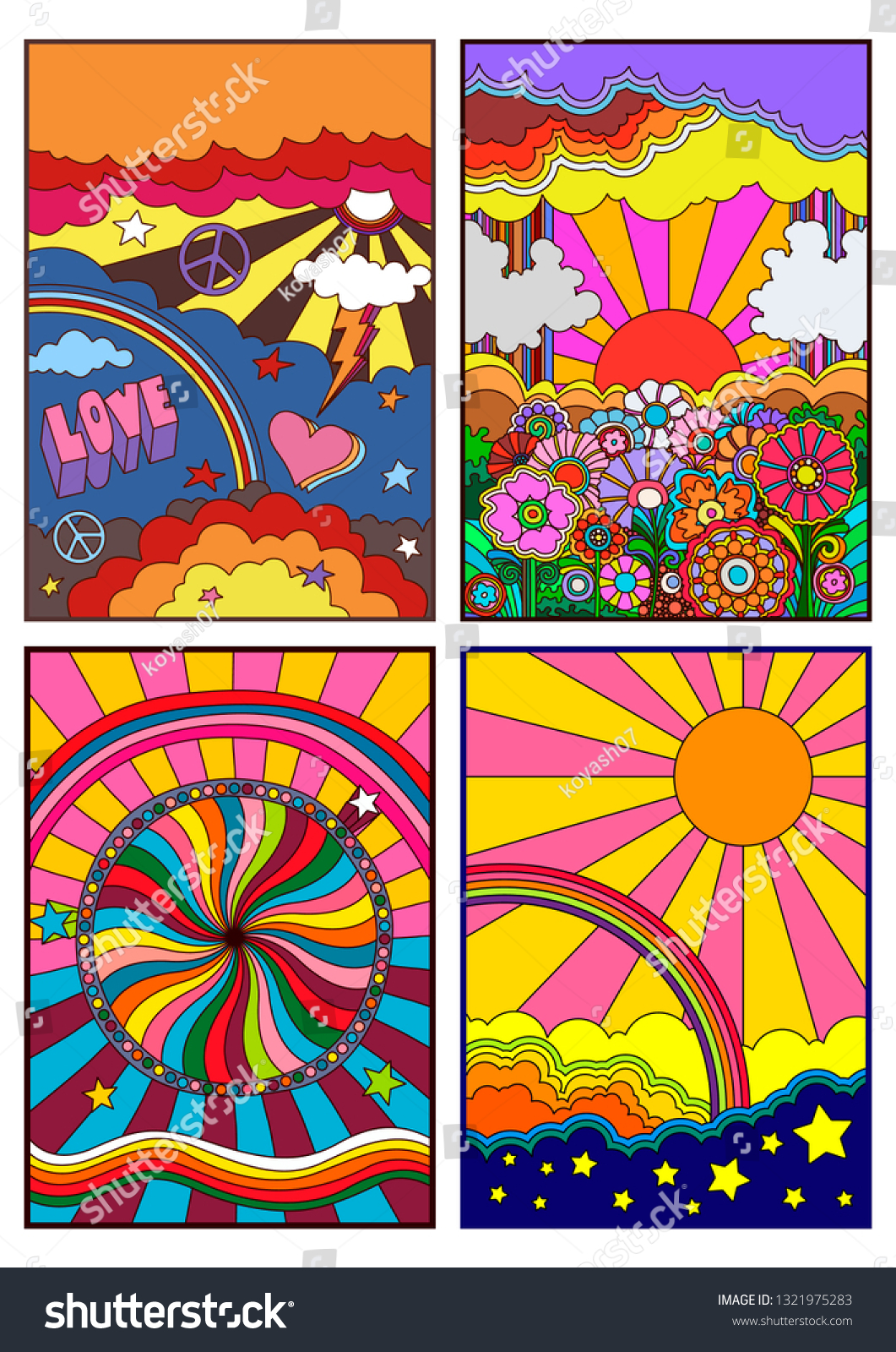 S Hippie Style Backgrounds Covers Posters Royalty Free Stock