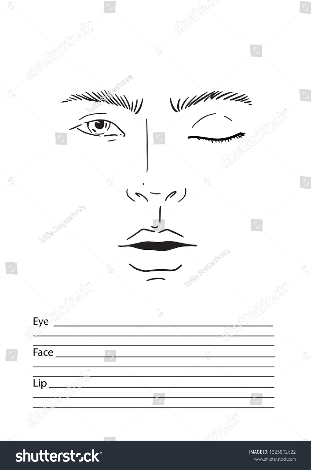 Face Chart Makeup Artist Blank Template Vector Royalty Free Stock