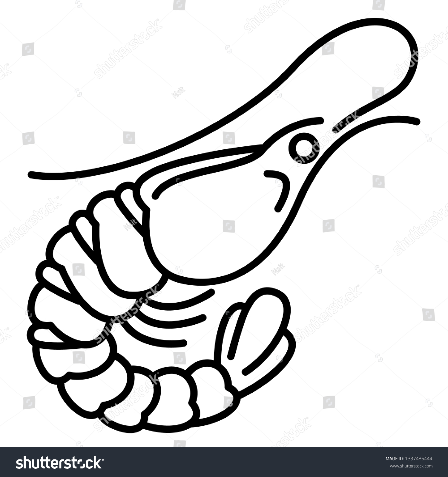 Sea Shrimp Icon Outline Sea Shrimp Vector Icon Royalty Free Stock