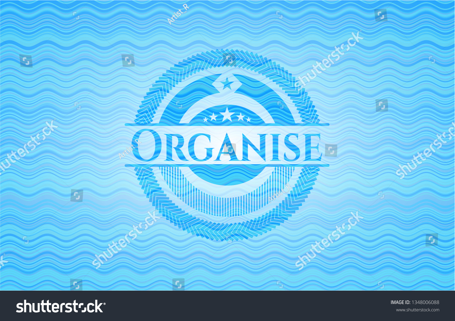 Organise Water Wave Concept Style Badge Royalty Free Stock Vector