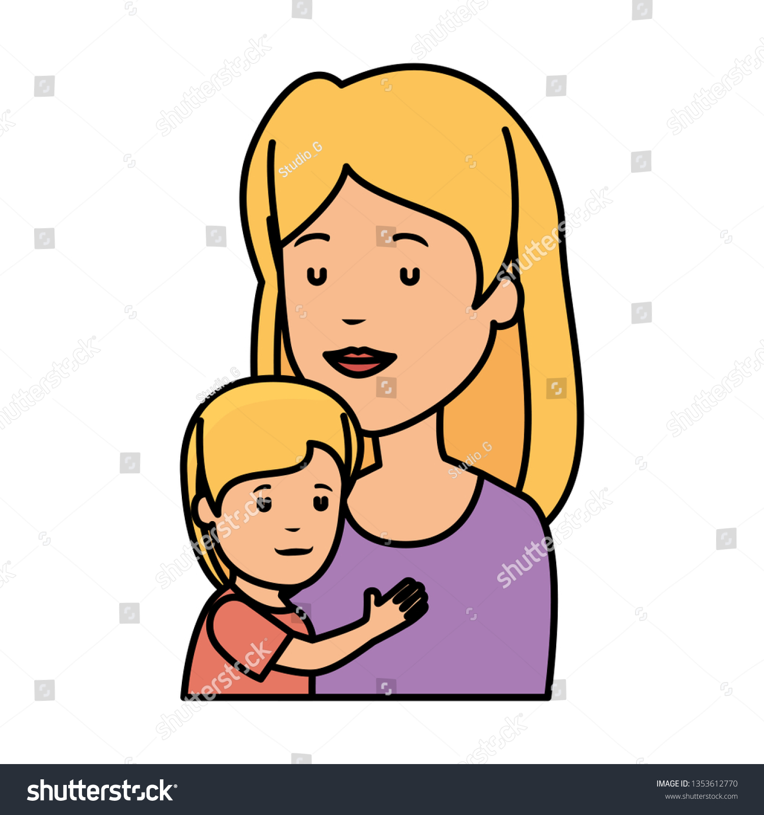 Beautiful Mother Lifting Son Royalty Free Stock Vector 1353612770