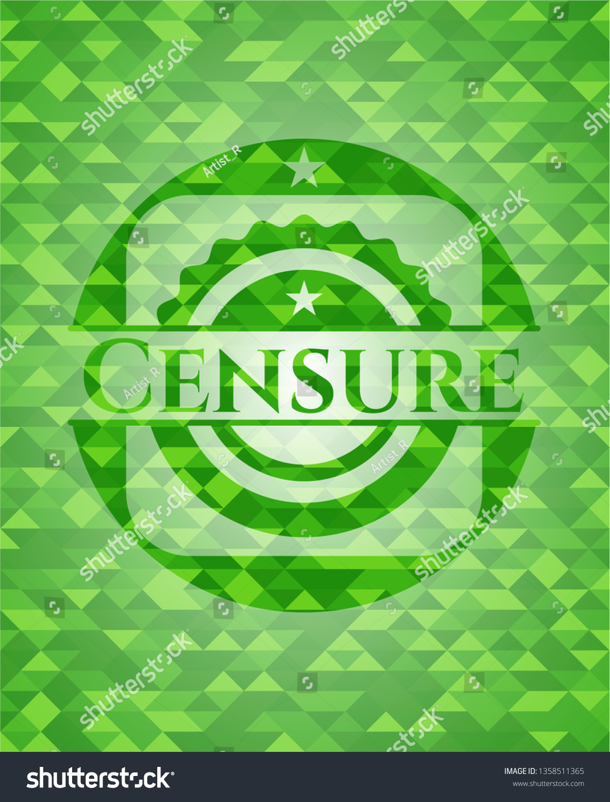 Censure Realistic Green Emblem Mosaic Royalty Free Stock Vector