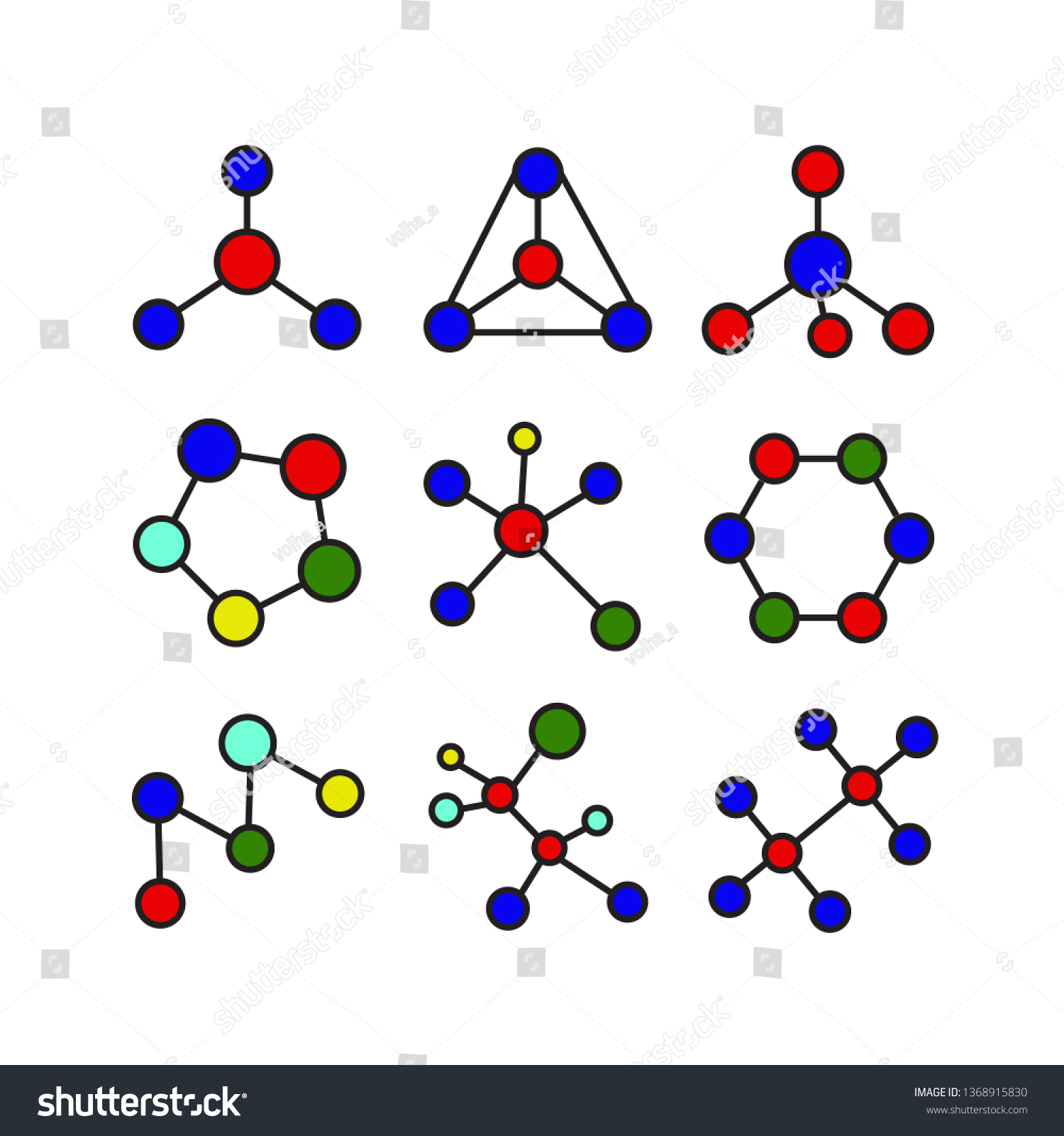 Structural Formulas Of Molecules Icons Set On Royalty Free Stock