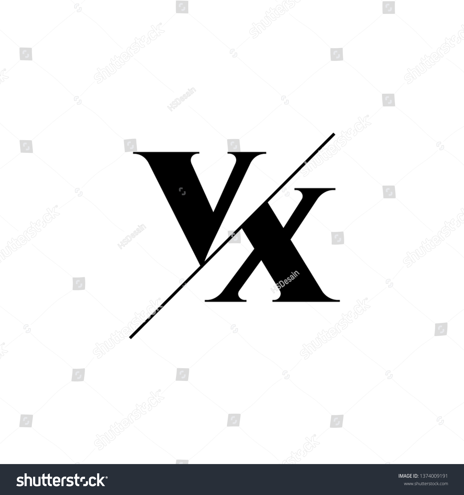 Initial Letter VX Monogram Sliced Logo Template Royalty Free Stock