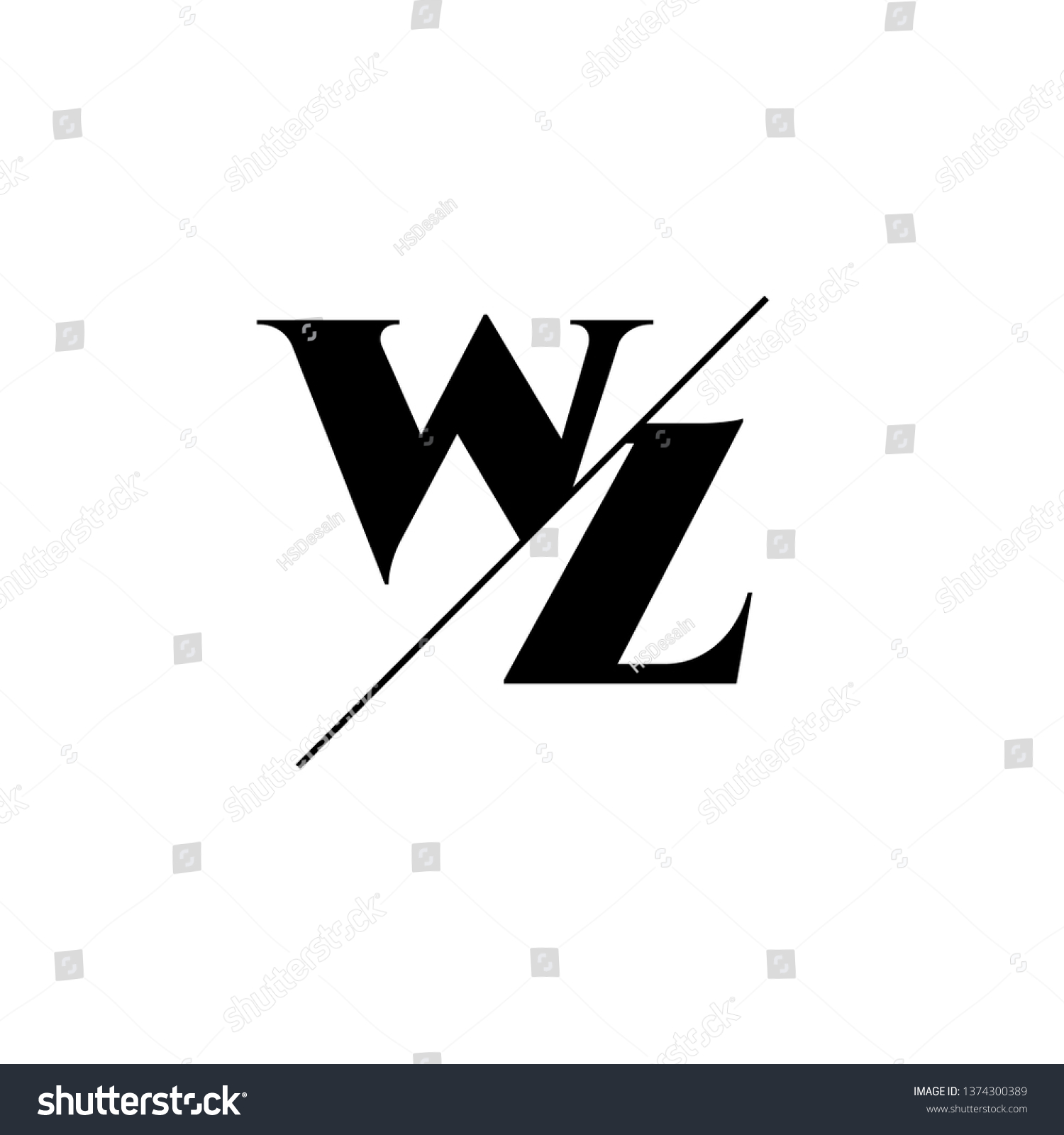 Initial Letter WZ Monogram Sliced Logo Template Royalty Free Stock