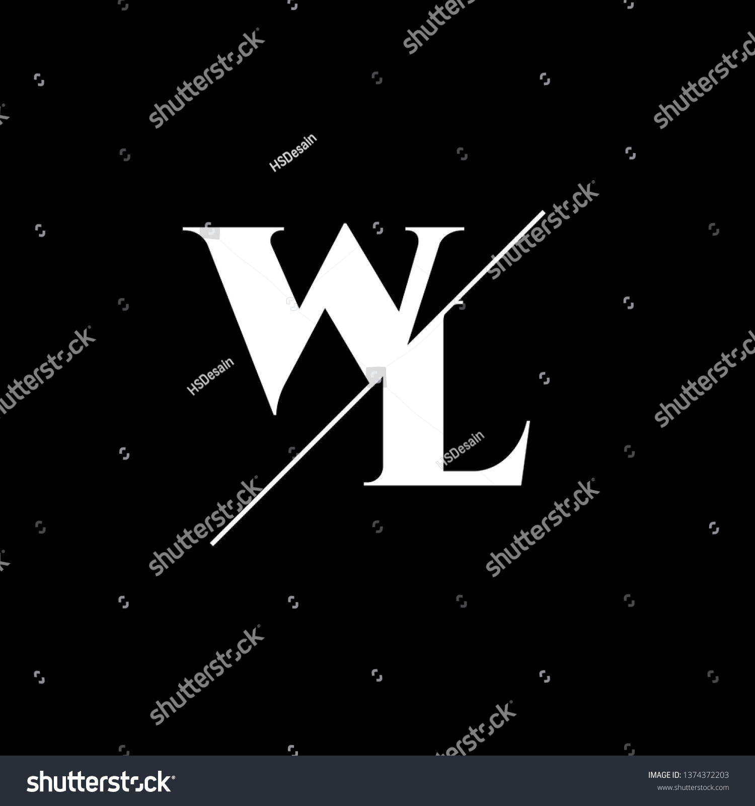 Initial Letter WL Monogram Sliced Logo Template Royalty Free Stock