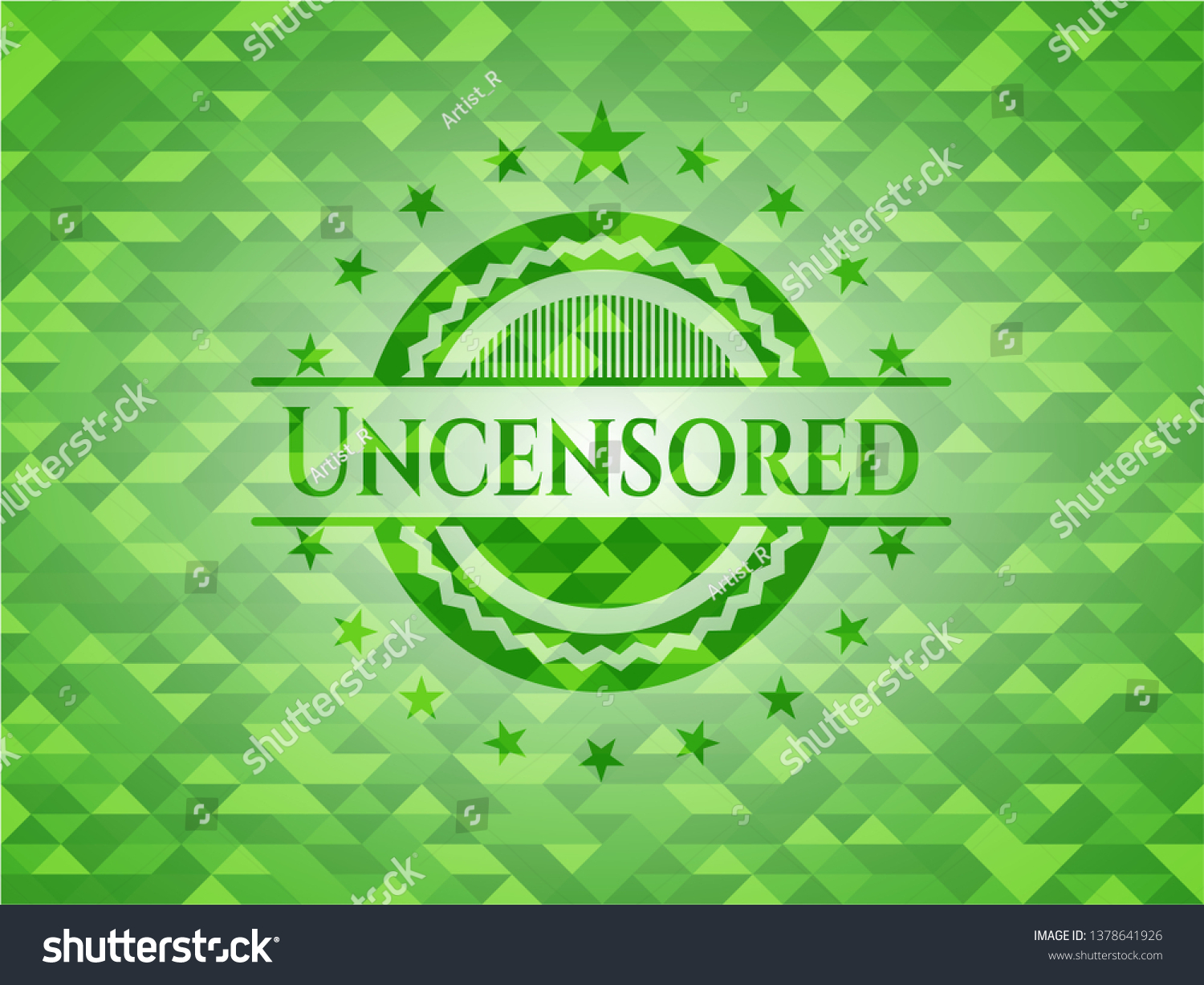 Uncensored Realistic Green Emblem Mosaic Royalty Free Stock Vector