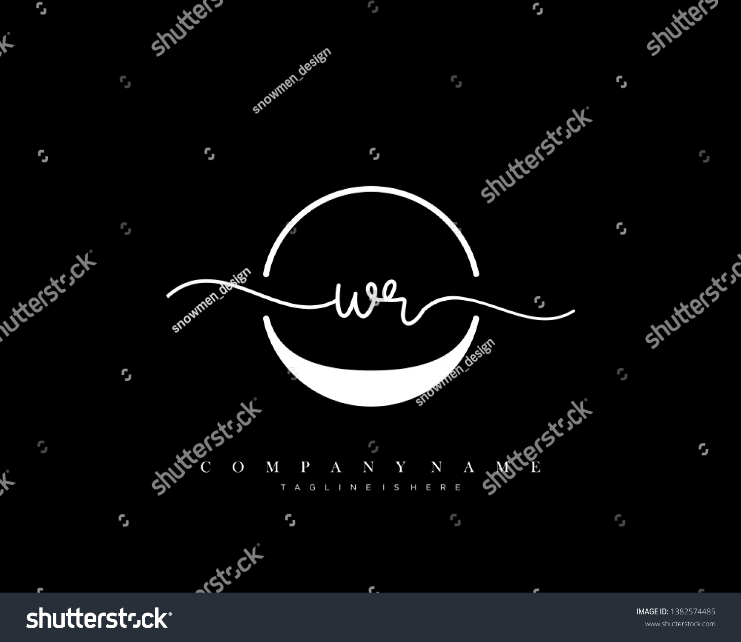 Wr Initial Handwriting Logo Template Vector Royalty Free Stock Vector