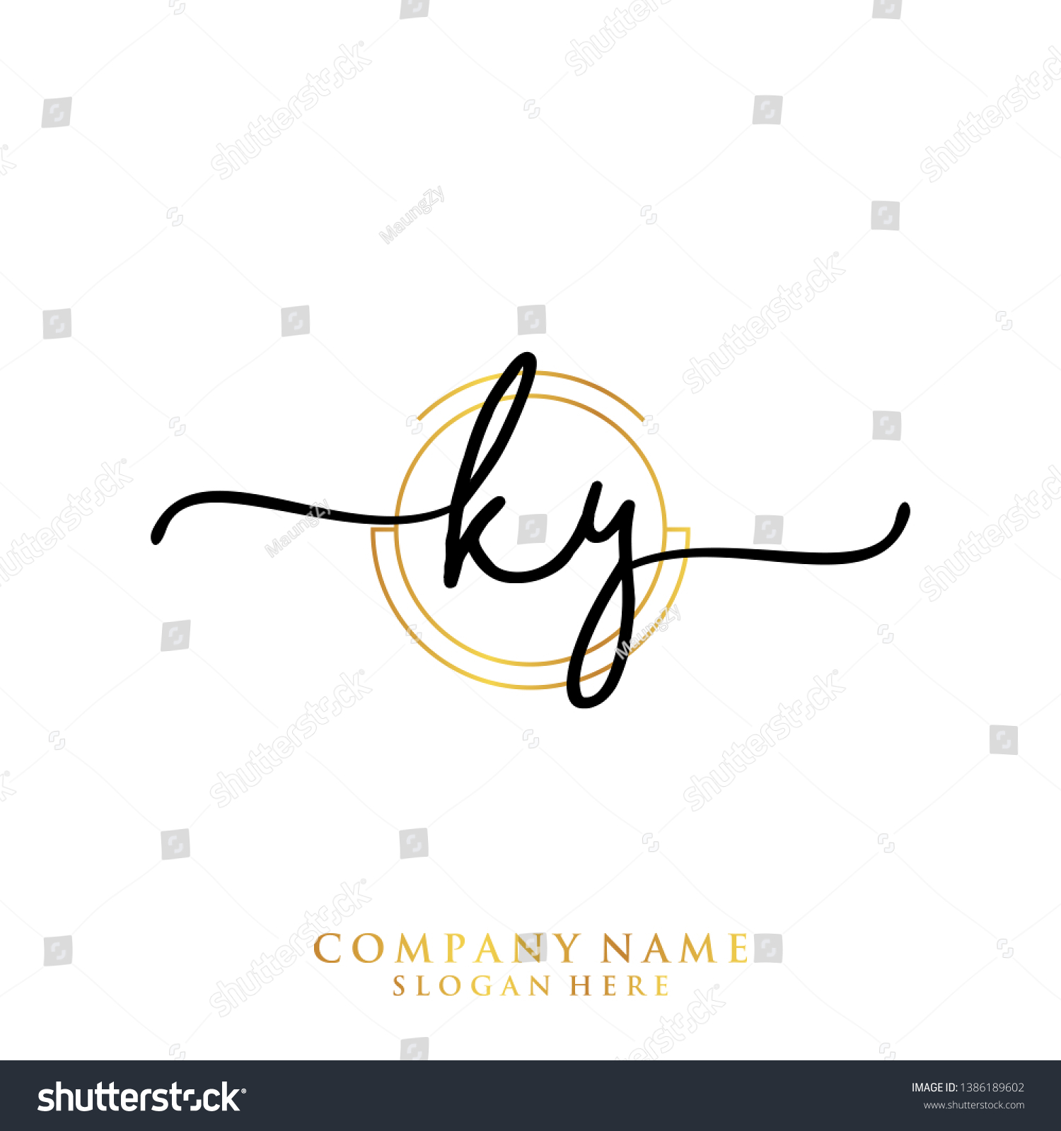 KY Initial Handwriting Logo Template Royalty Free Stock Vector